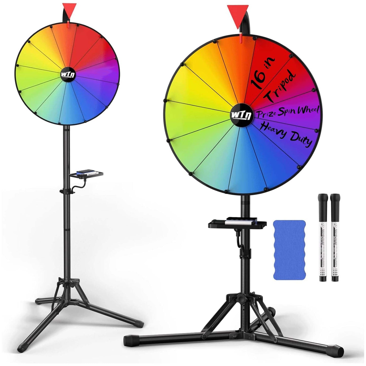 ORWOD 16-Inch Tripod Prize Wheel – Height-Adjustable Spinner with 12 Color Slots