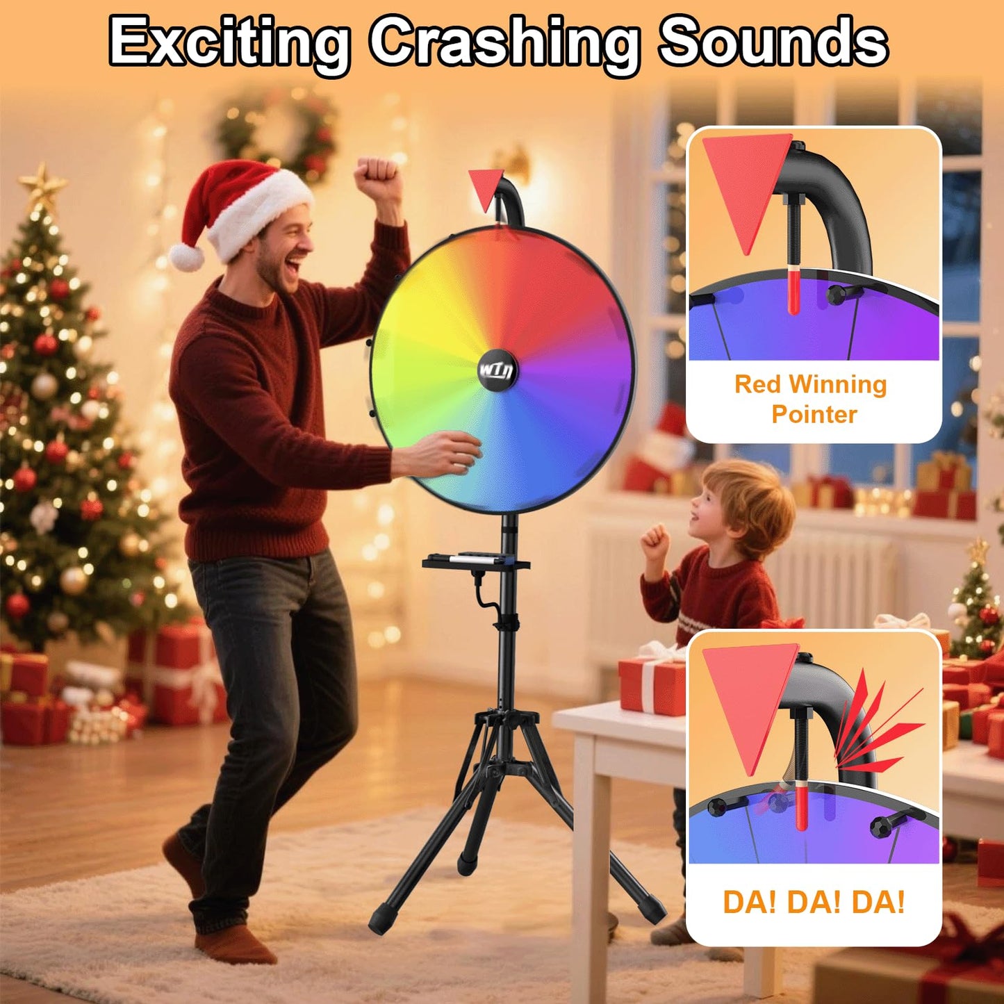 ORWOD 16-Inch Tripod Prize Wheel – Height-Adjustable Spinner with 12 Color Slots