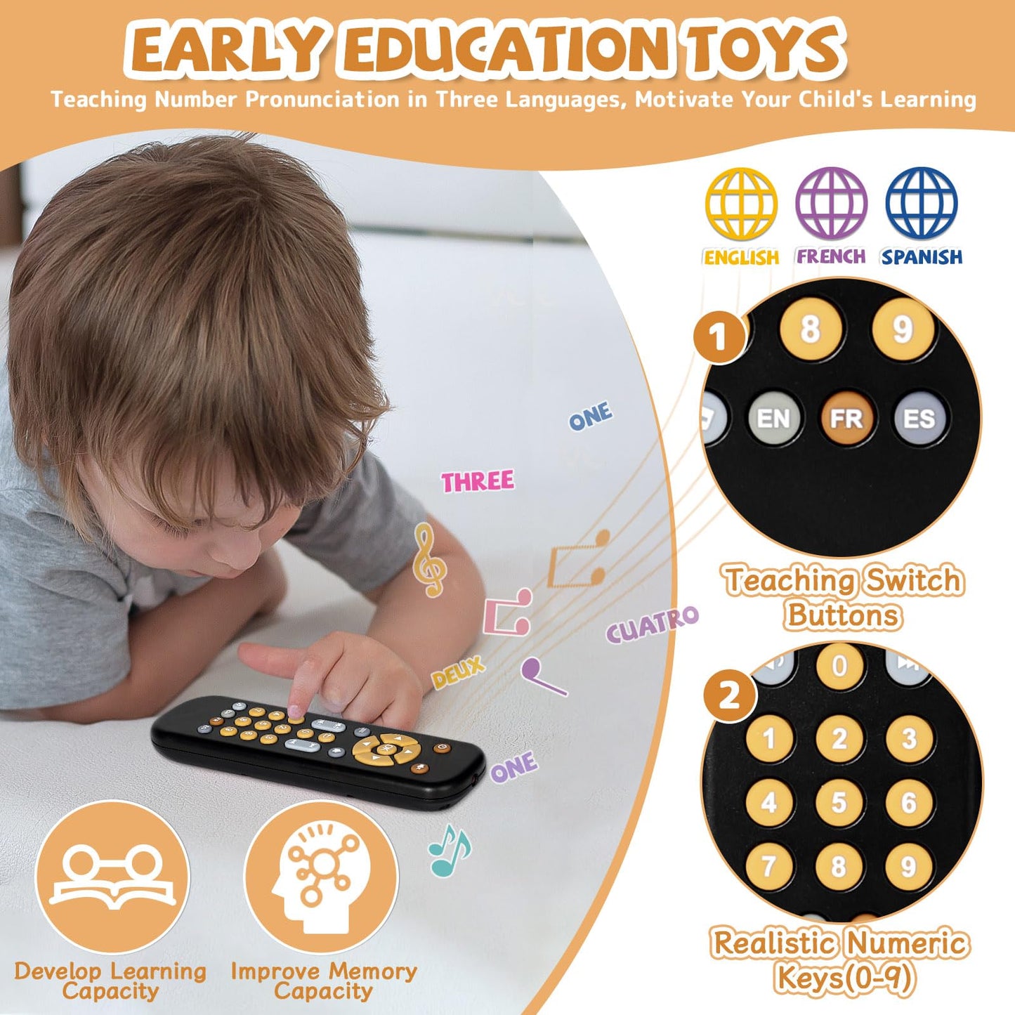 Orzbow Baby Remote Control Toy – Music, Lights & Realistic Sounds | BPA Free