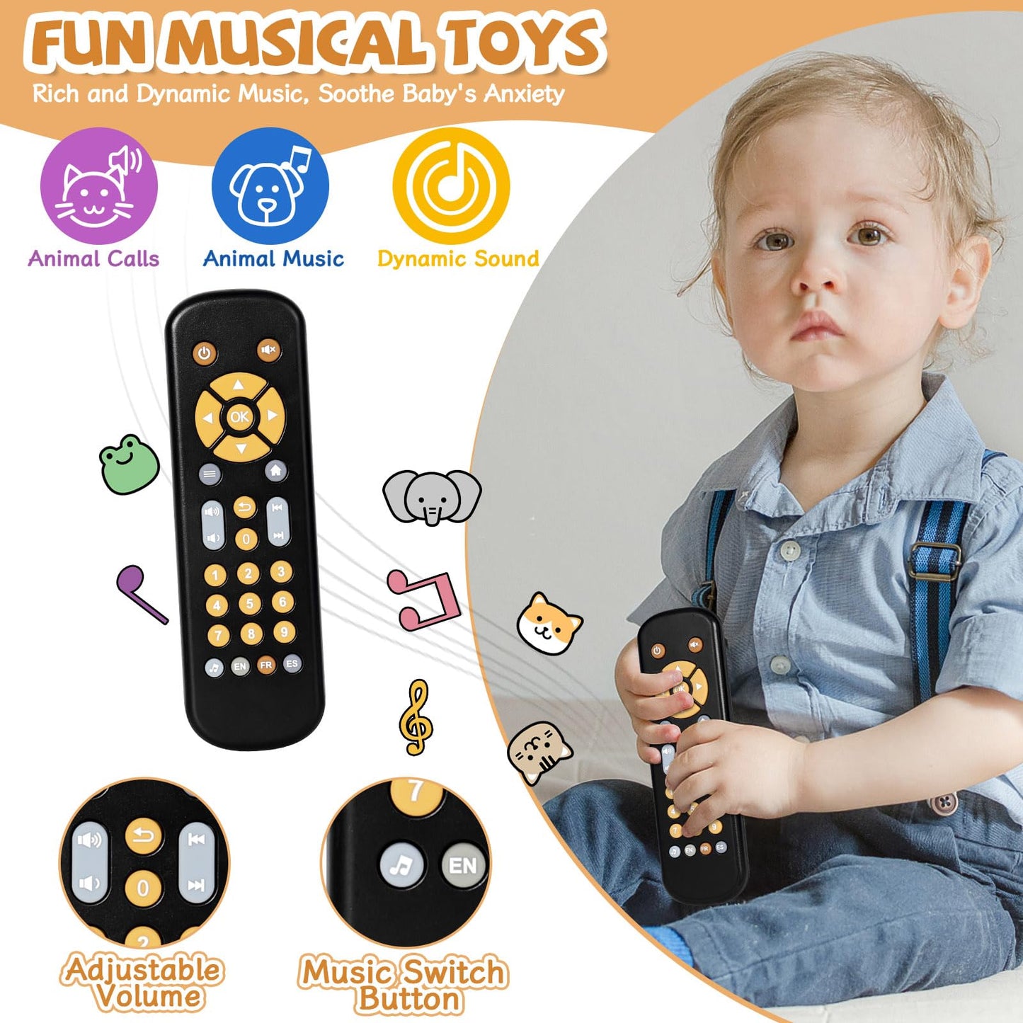Orzbow Baby Remote Control Toy – Music, Lights & Realistic Sounds | BPA Free