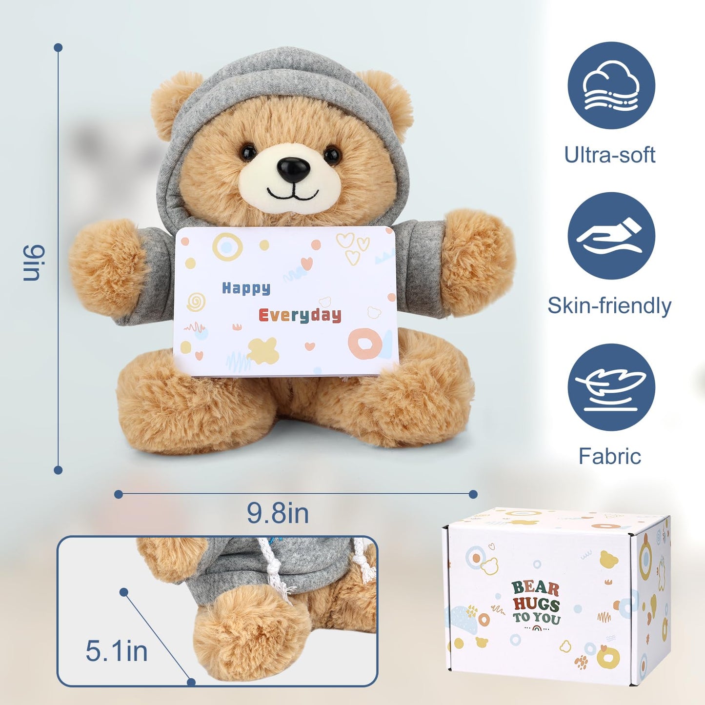 Osacoe Big Hugs Teddy Bear — Gift Box & Removable Hoodie for Comfort
