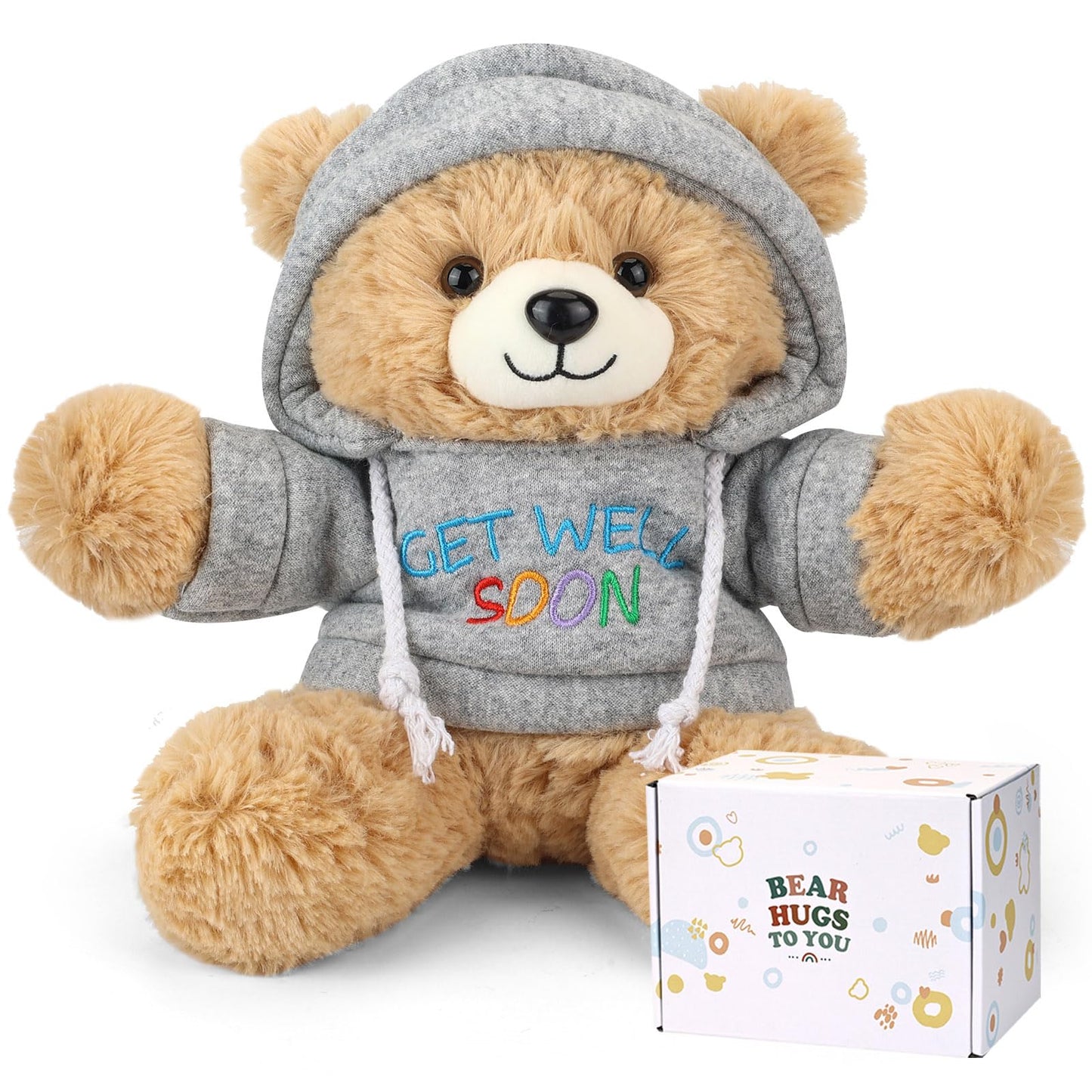 Osacoe Get Well Soon Teddy Bear with Gift Box and Removable Hoodie – Comfort Gift for All Ages