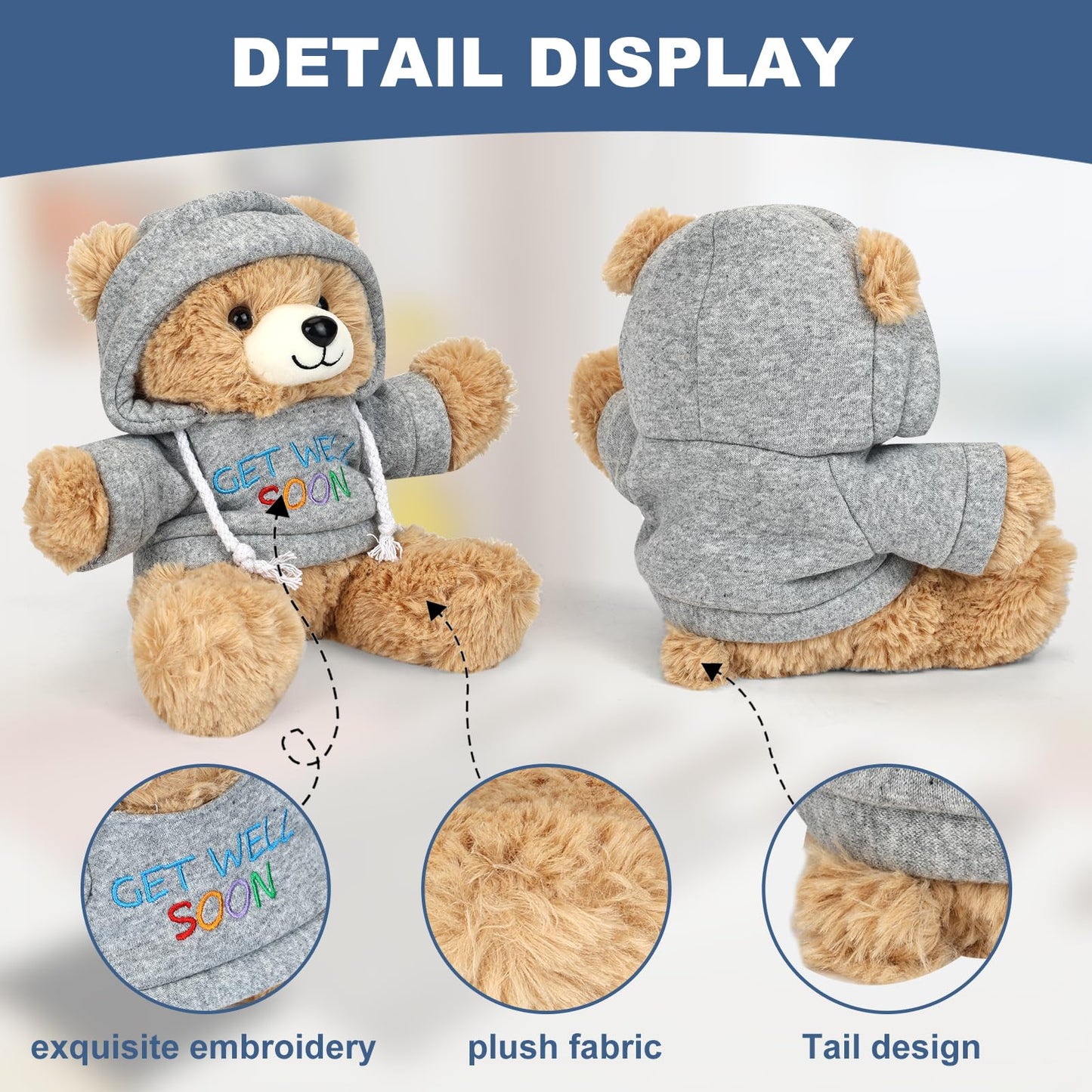 Osacoe Get Well Soon Teddy Bear with Gift Box and Removable Hoodie – Comfort Gift for All Ages