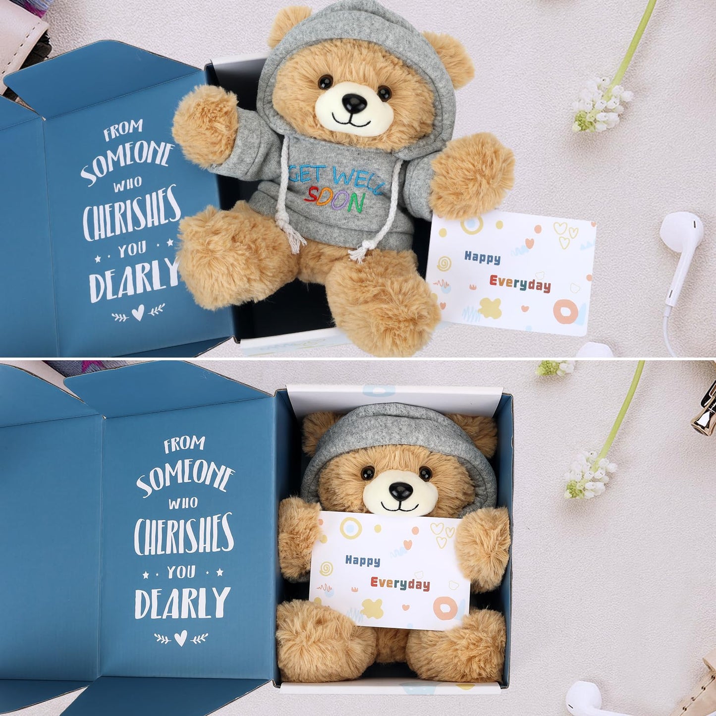 Osacoe Get Well Soon Teddy Bear with Gift Box and Removable Hoodie – Comfort Gift for All Ages