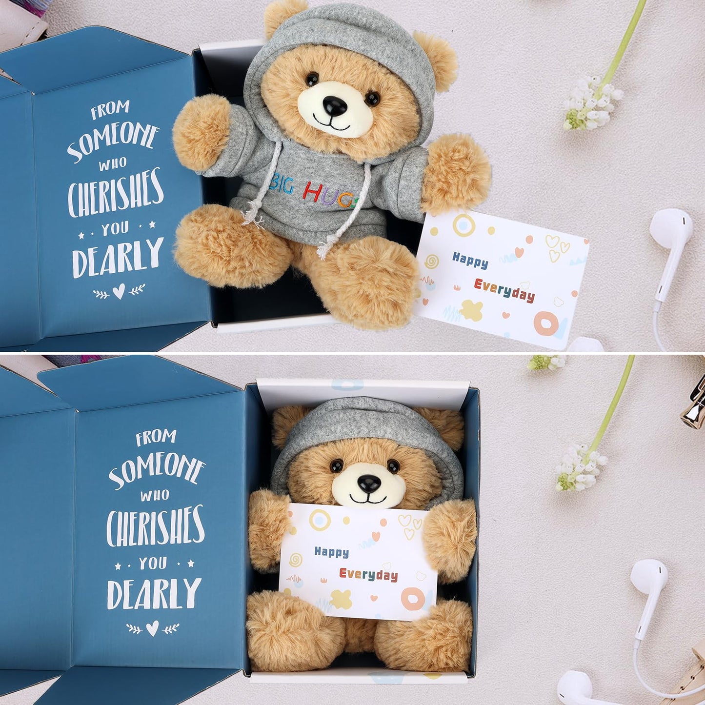 Osacoe Big Hugs Teddy Bear — Gift Box & Removable Hoodie for Comfort