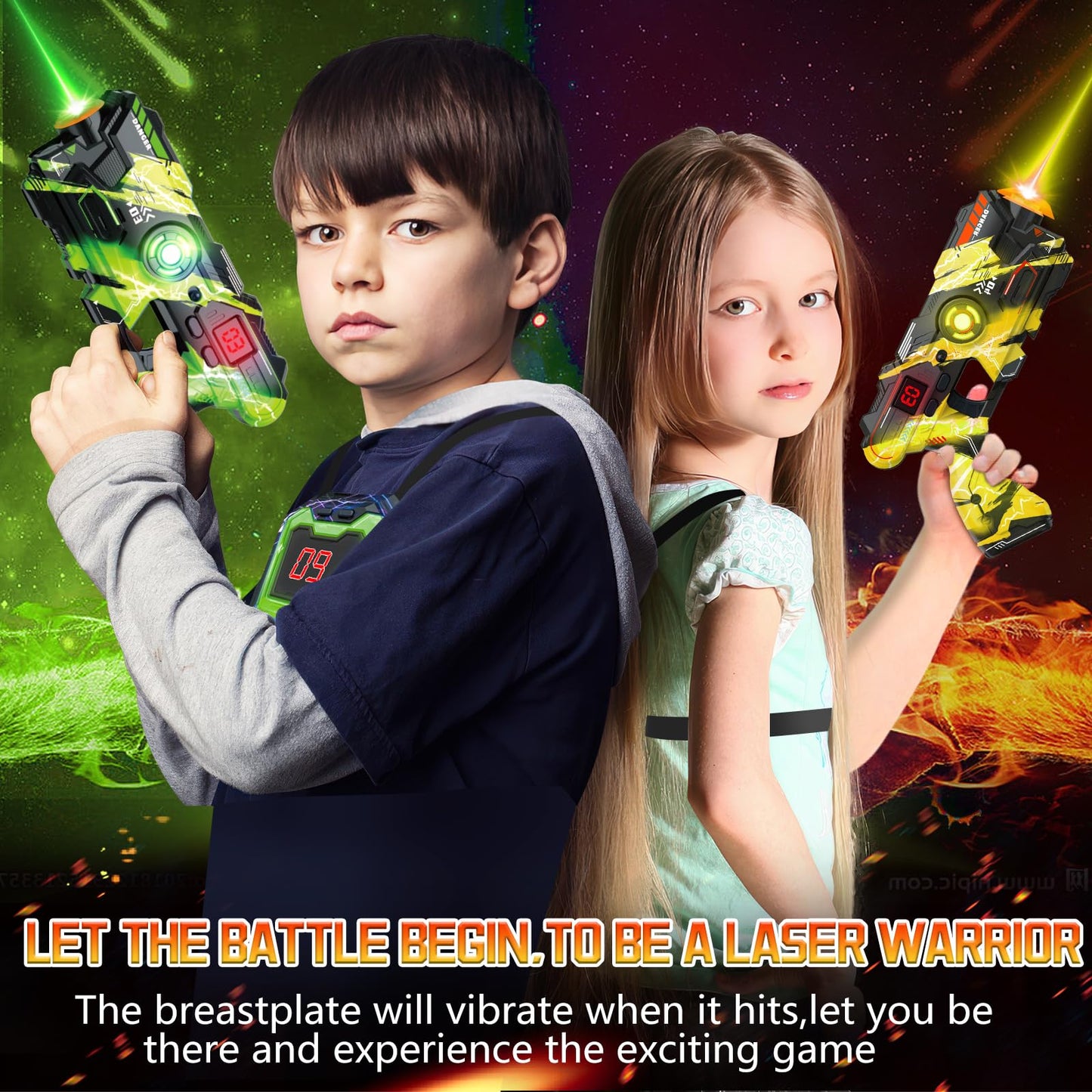 OSALON Laser Tag Guns Set of 2 with Digital LED Vests – Outdoor Toys