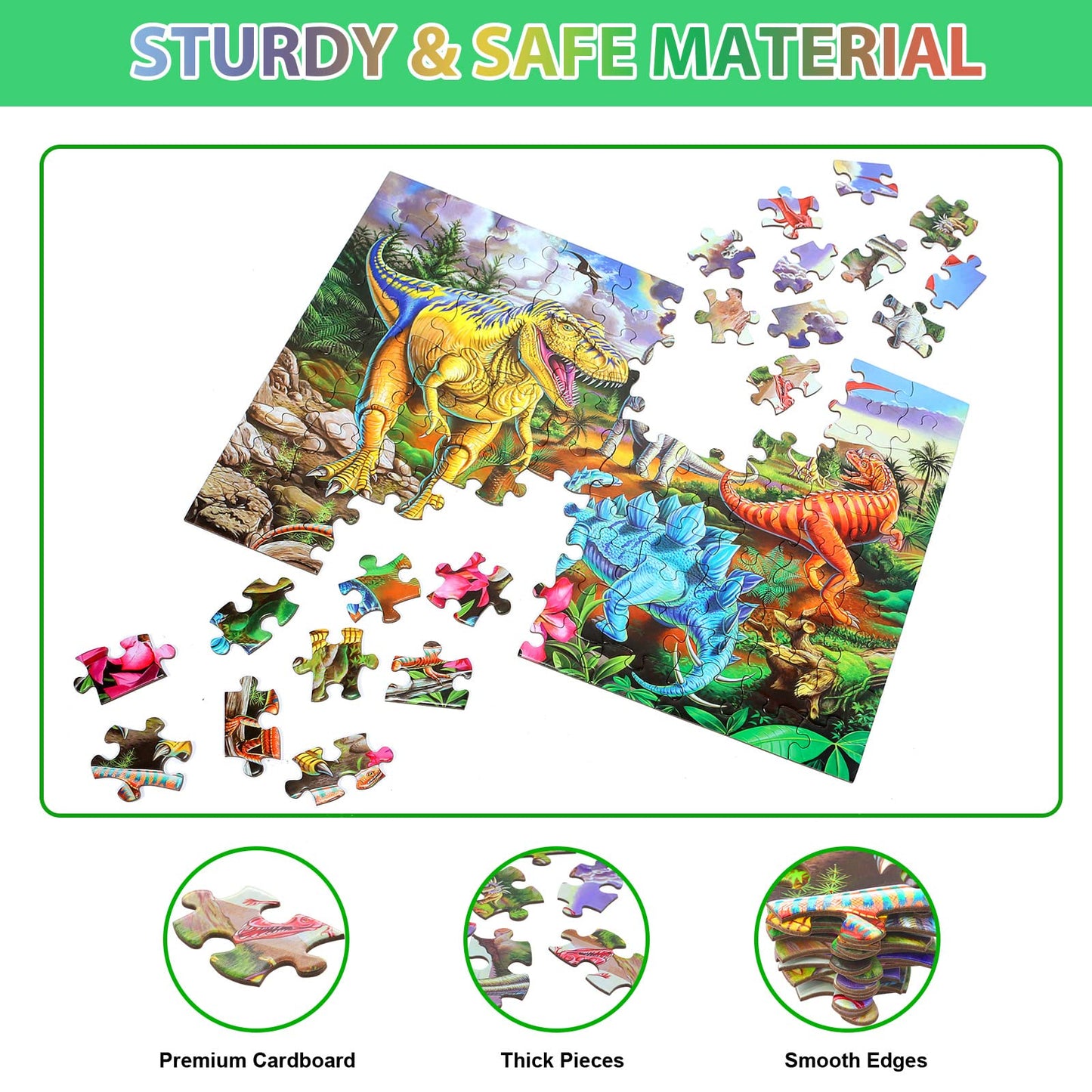 OSBOO Dinosaur 100-Piece Jigsaw Puzzle — Large Floor Puzzle for Kids 4-10