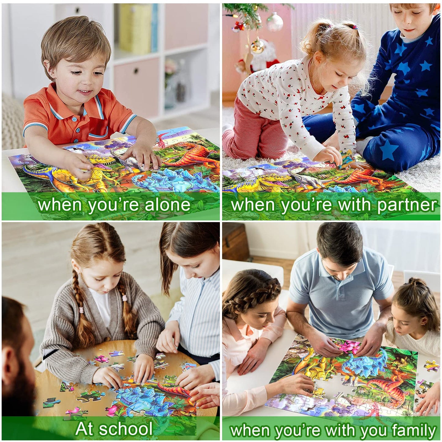 OSBOO Dinosaur 100-Piece Jigsaw Puzzle — Large Floor Puzzle for Kids 4-10