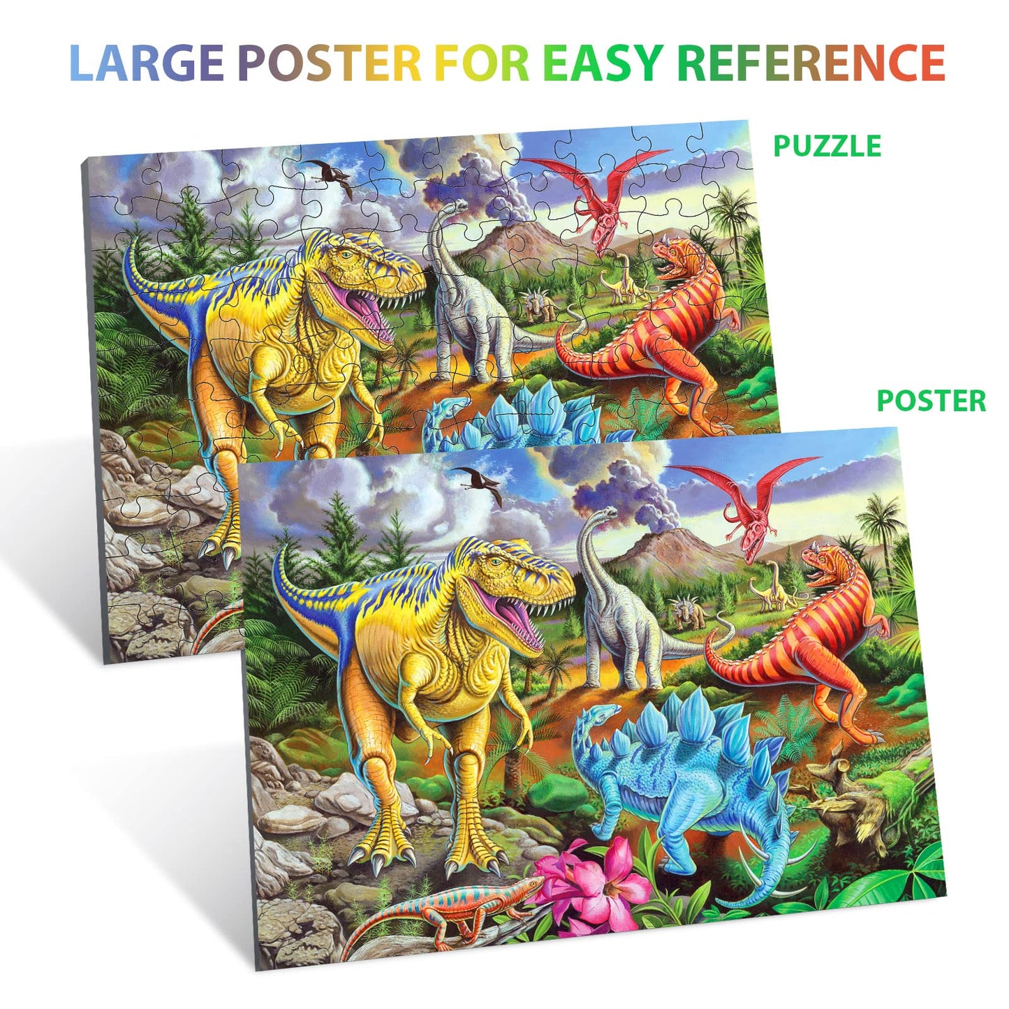 OSBOO Dinosaur 100-Piece Jigsaw Puzzle — Large Floor Puzzle for Kids 4-10