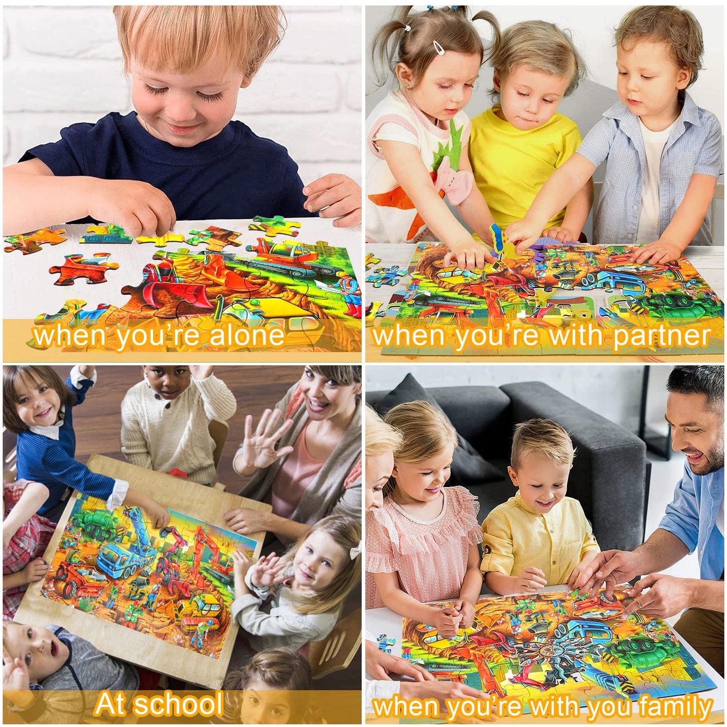 OSBOO Construction Site Puzzle – 60-Piece Large Piece Jigsaw for Kids Aged 3-8