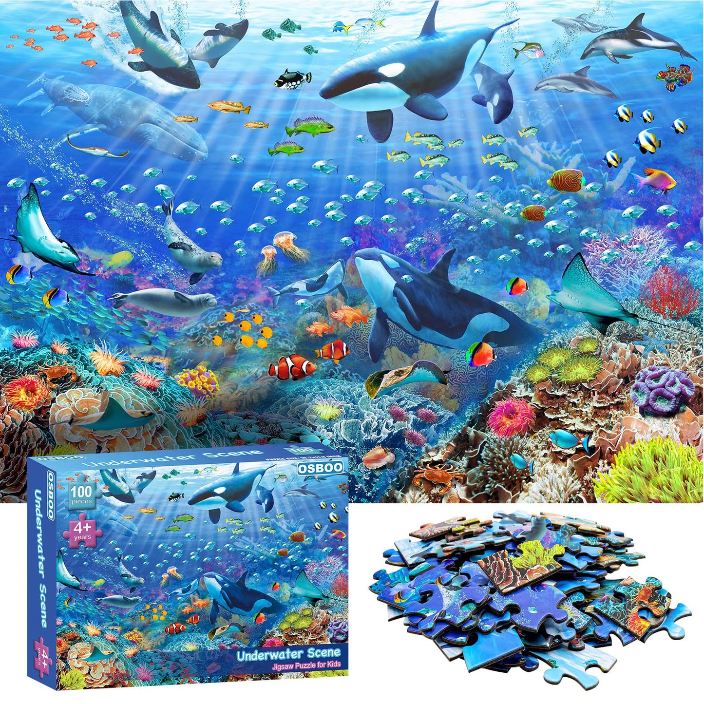 OSBOO 100-Piece Underwater Scene Puzzle for Kids 4-10 – Educational Ocean Floor Jigsaw