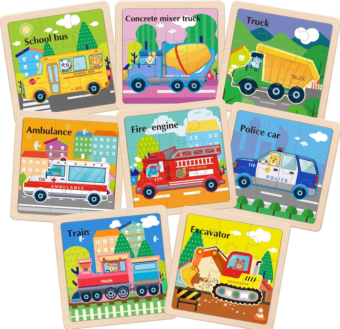 OSBOO Wooden Vehicle Puzzles for Toddlers (2-4) – 9-Piece Vehicle Jigsaws for Kids 3-5 | Montessori Toddler Toys & Learning Gifts