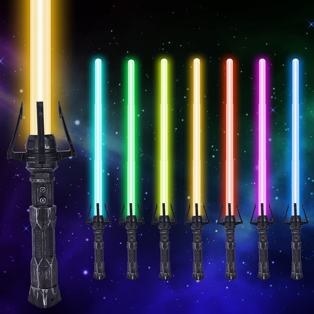 OSDUE Lightsaber – 7-Color Light Up Saber with FX Sound, Retractable 2-in-1 Toy