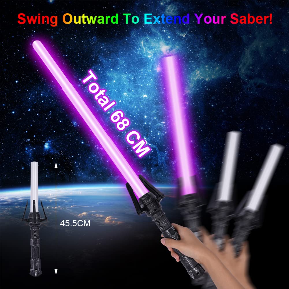 OSDUE Lightsaber – 7-Color Light Up Saber with FX Sound, Retractable 2-in-1 Toy