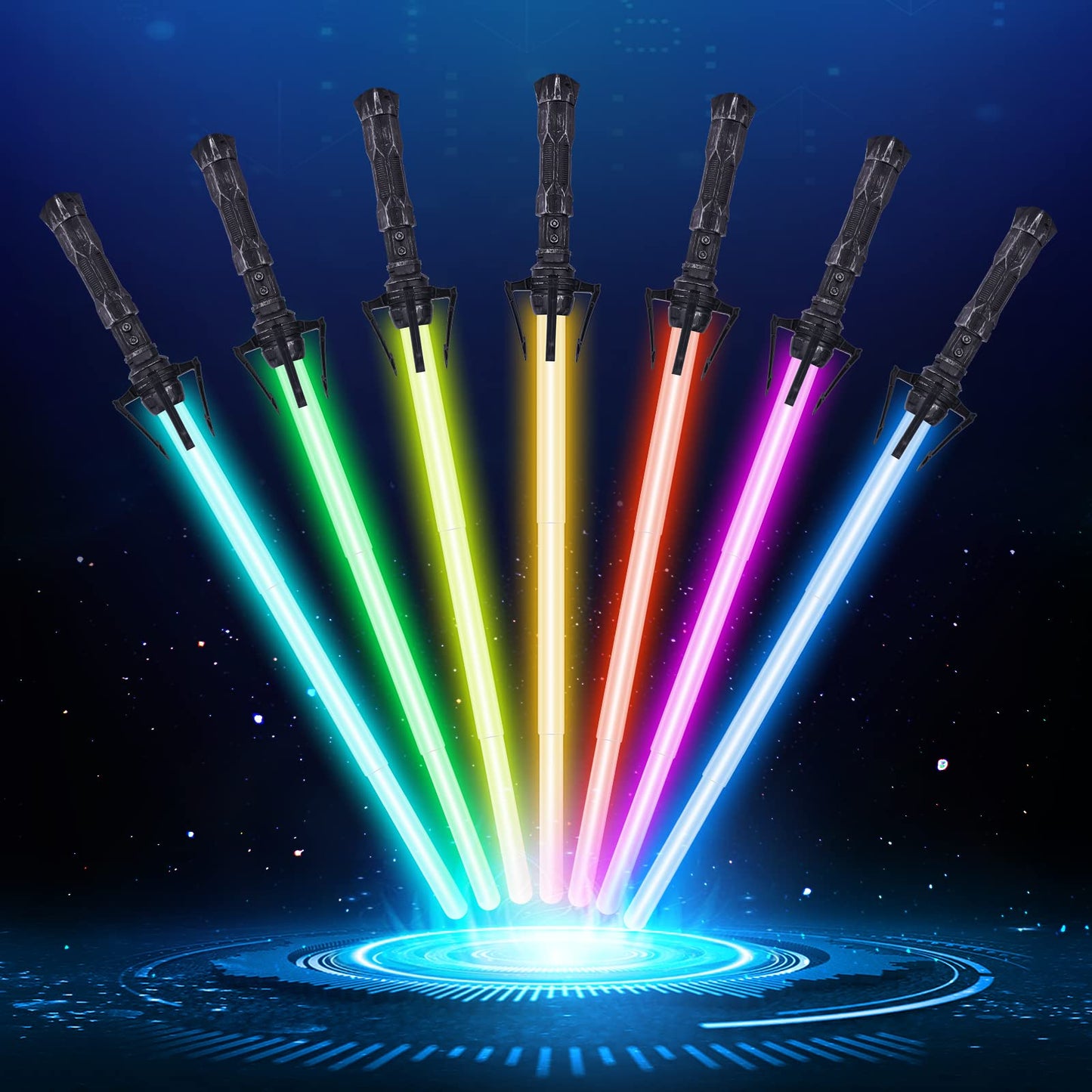 OSDUE Lightsaber – 7-Color Light Up Saber with FX Sound, Retractable 2-in-1 Toy