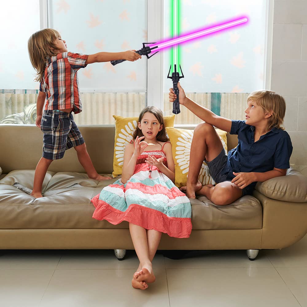 OSDUE Lightsaber – 7-Color Light Up Saber with FX Sound, Retractable 2-in-1 Toy