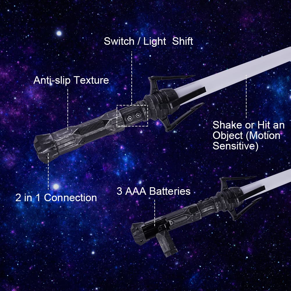 OSDUE Lightsaber – 7-Color Light Up Saber with FX Sound, Retractable 2-in-1 Toy