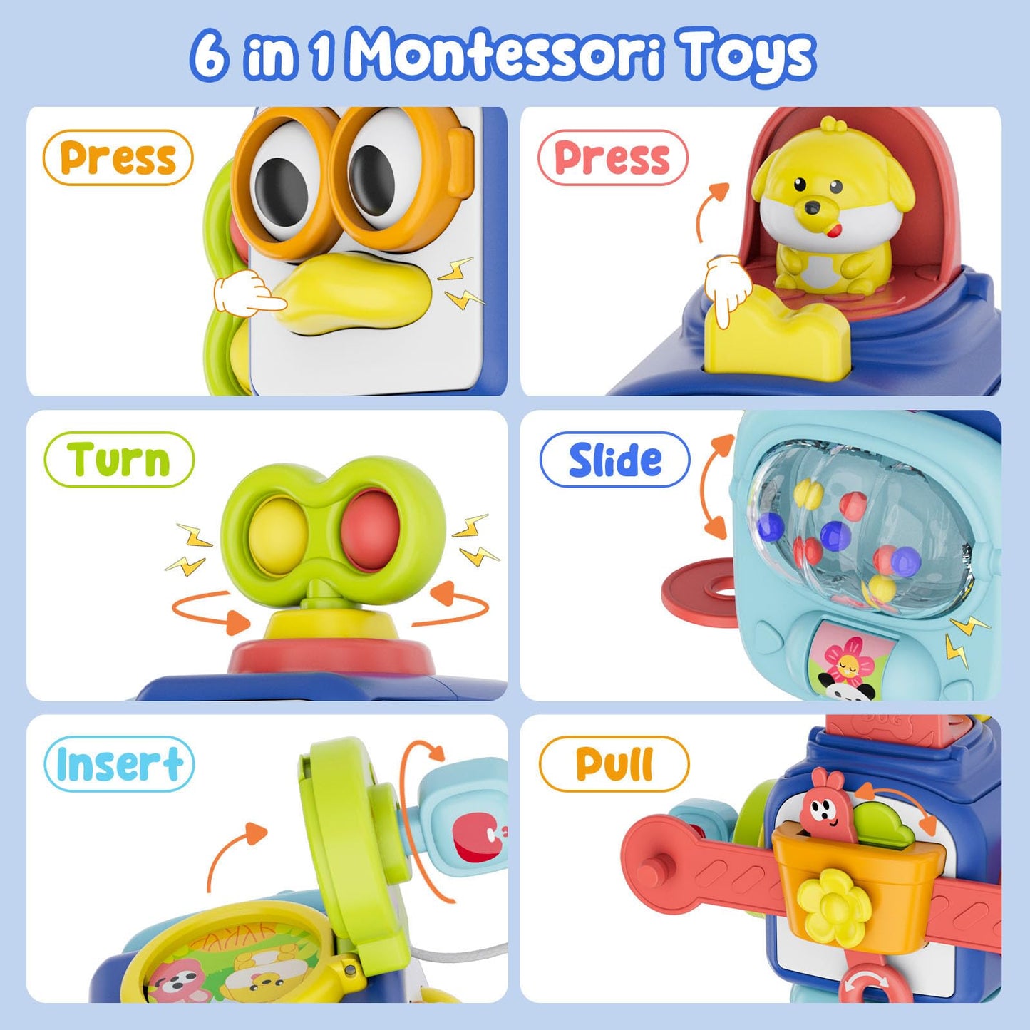 OSIMILY Montessori Busy Cube 6-in-1 Toy for 1-Year-Olds | Sensory & Fine Motor