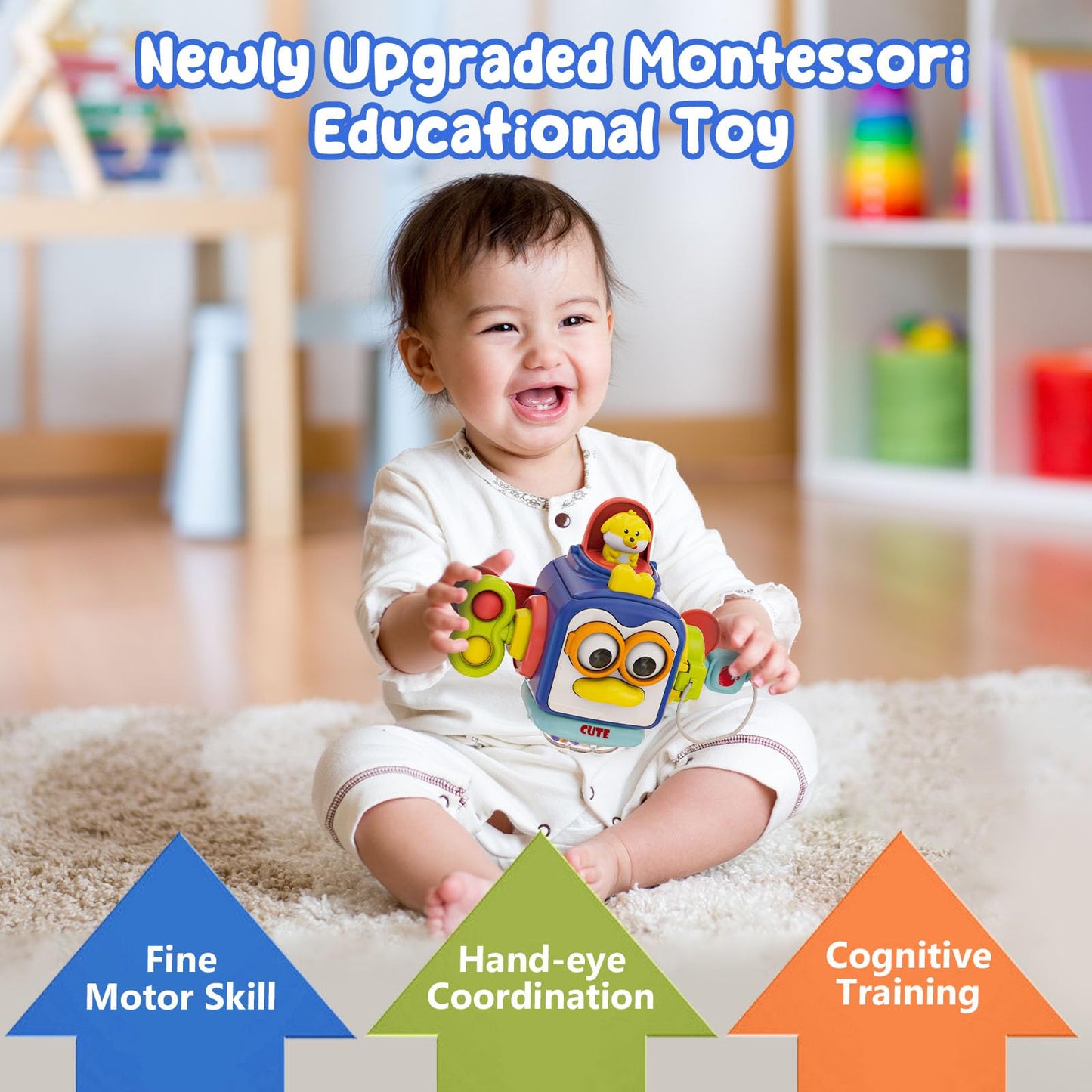 OSIMILY Montessori Busy Cube 6-in-1 Toy for 1-Year-Olds | Sensory & Fine Motor