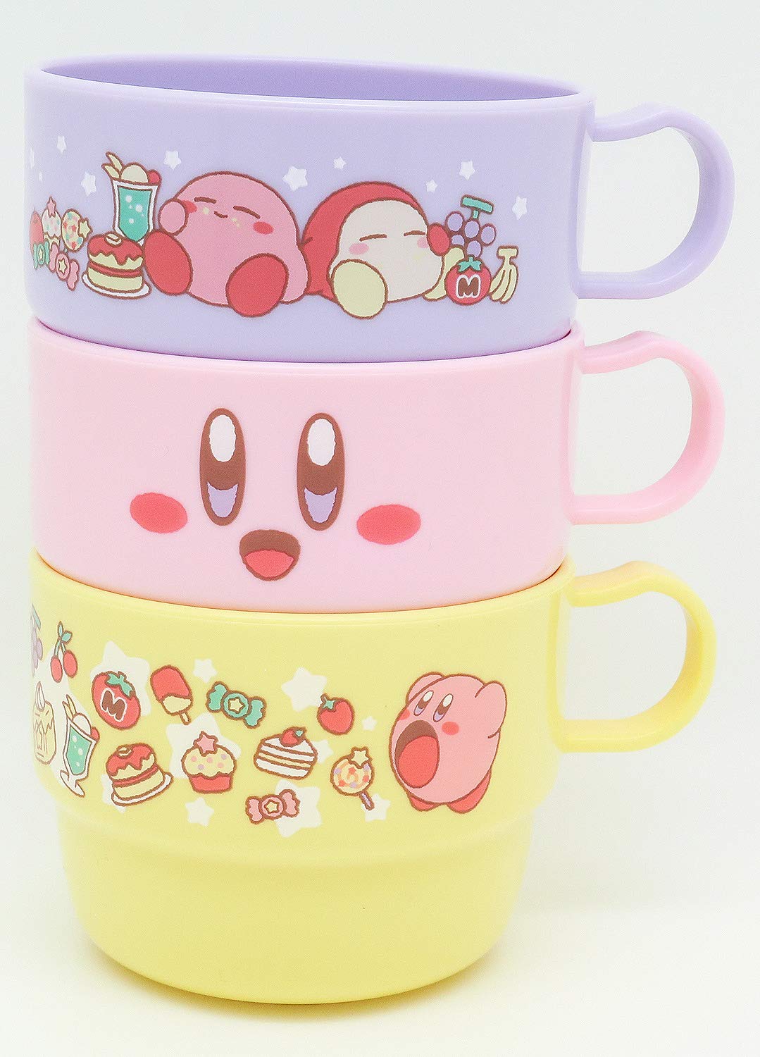 OSK Kirby's Dream Land 3 Stacking Cup Set – 3 Colors, Safe Polypropylene, Stackable