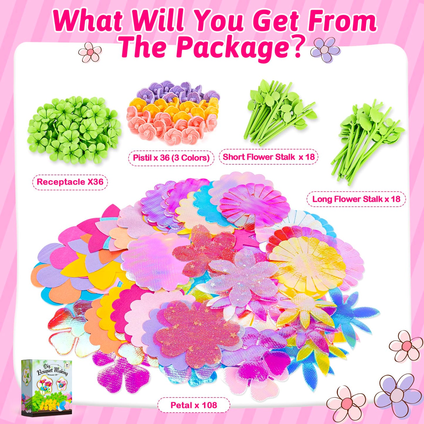 Osllate Upgraded Flower Bouquet Accessories Set – DIY 36-Flower Kit