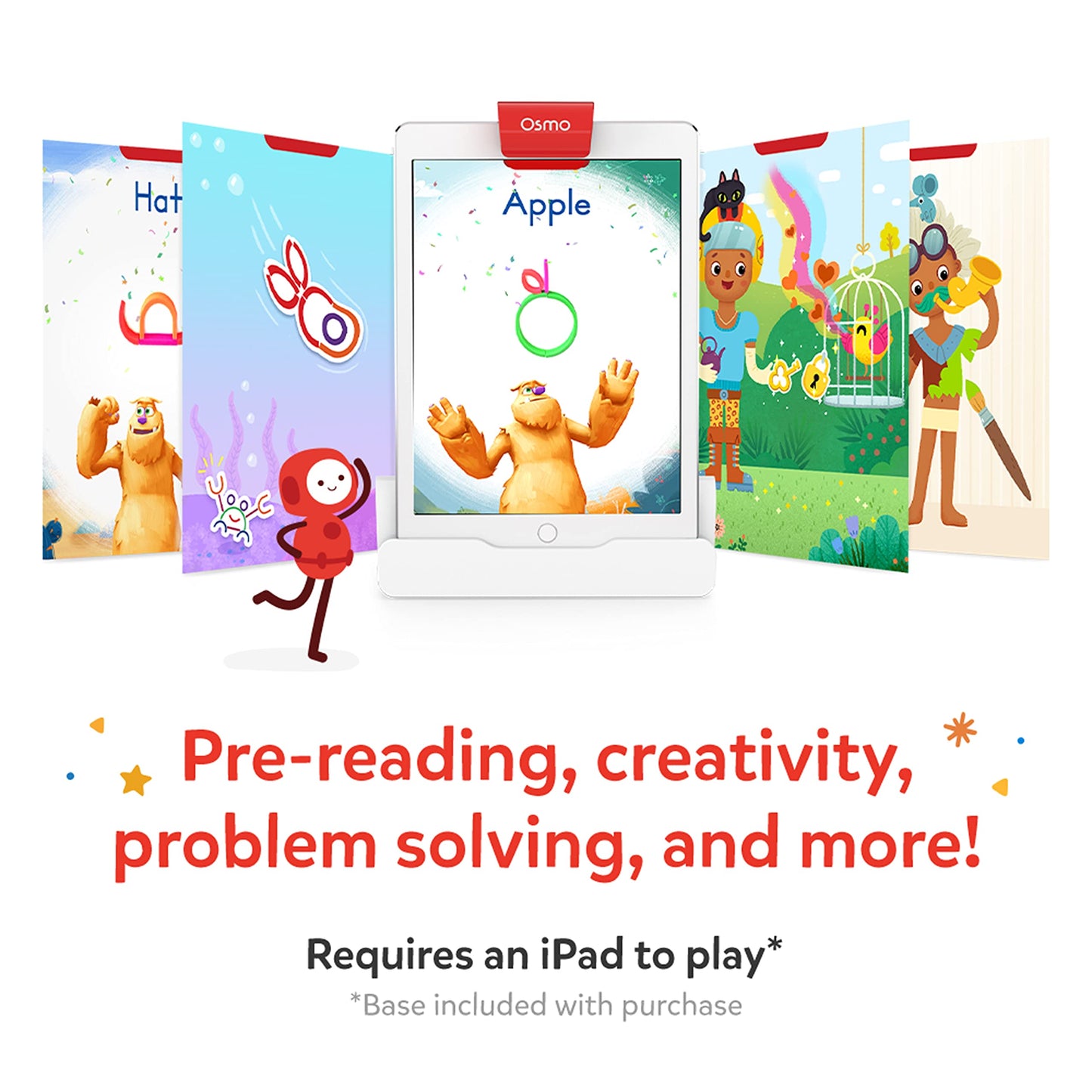 Osmo Little Genius Starter Kit for iPad – 4 Hands-On Games for Ages 3–5 (Base Included)