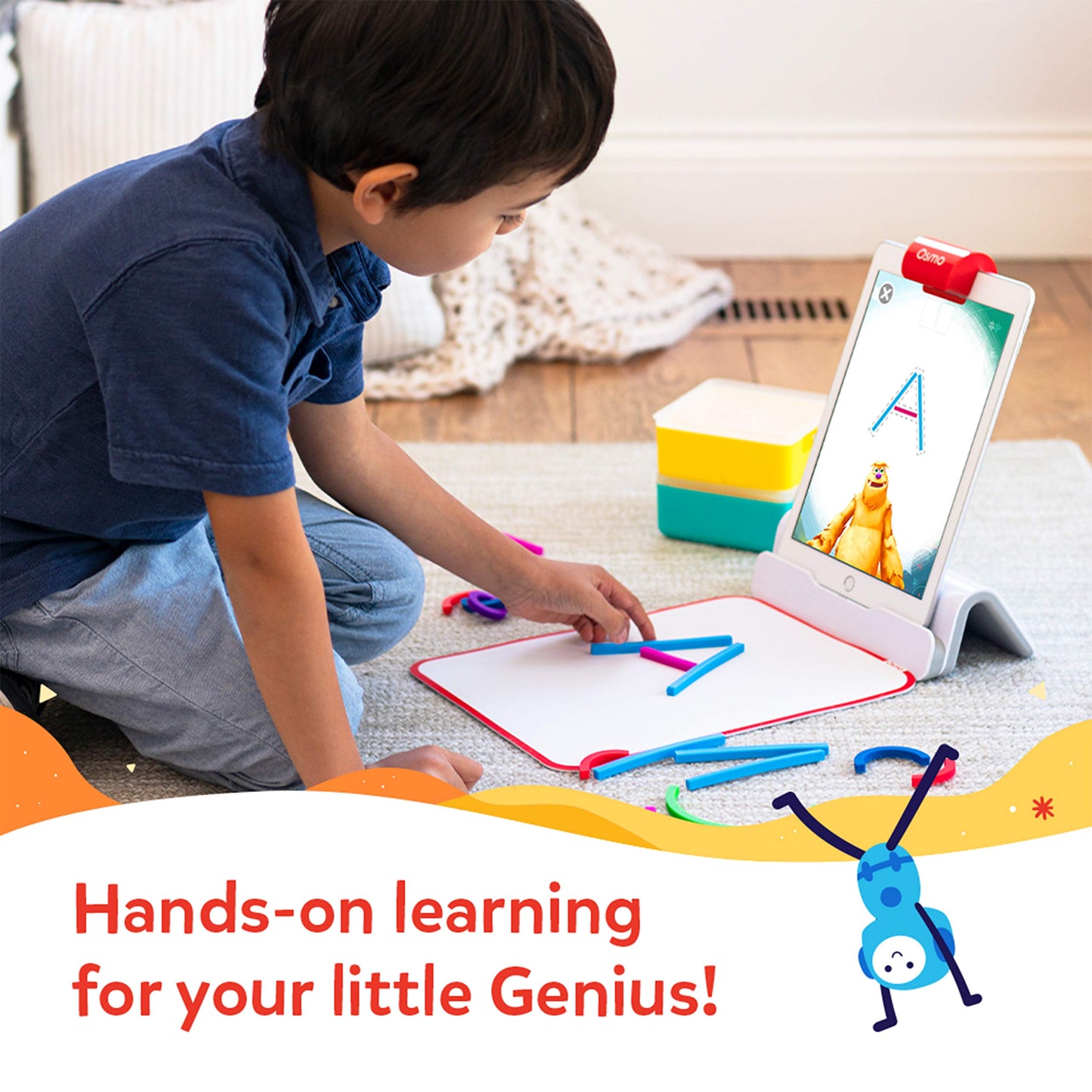 Osmo Little Genius Starter Kit for iPad – 4 Hands-On Games for Ages 3–5 (Base Included)