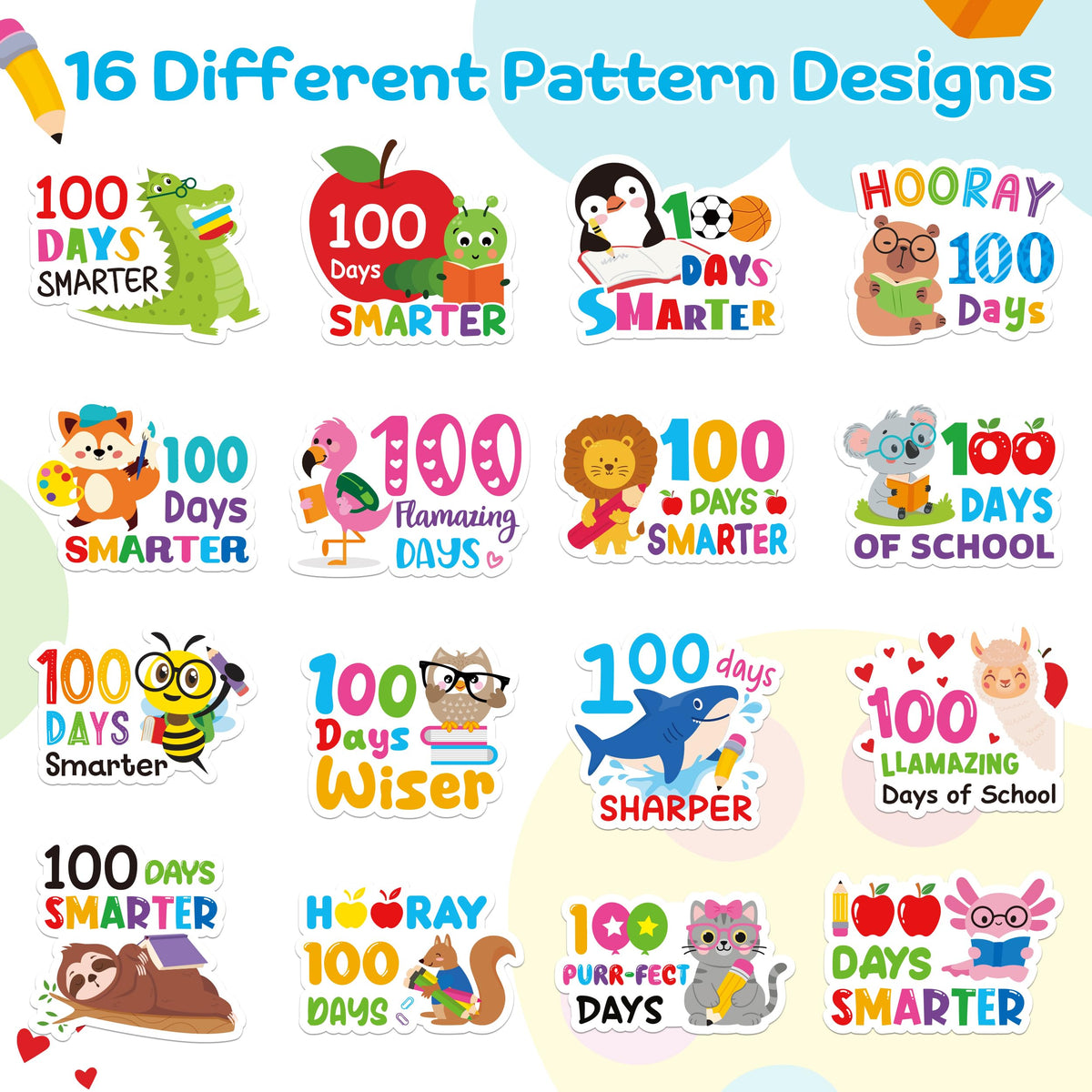 OSNIE 100 Days of School Stickers – 1000 Pcs in 2 Rolls for Kids Rewards & Classroom Decor