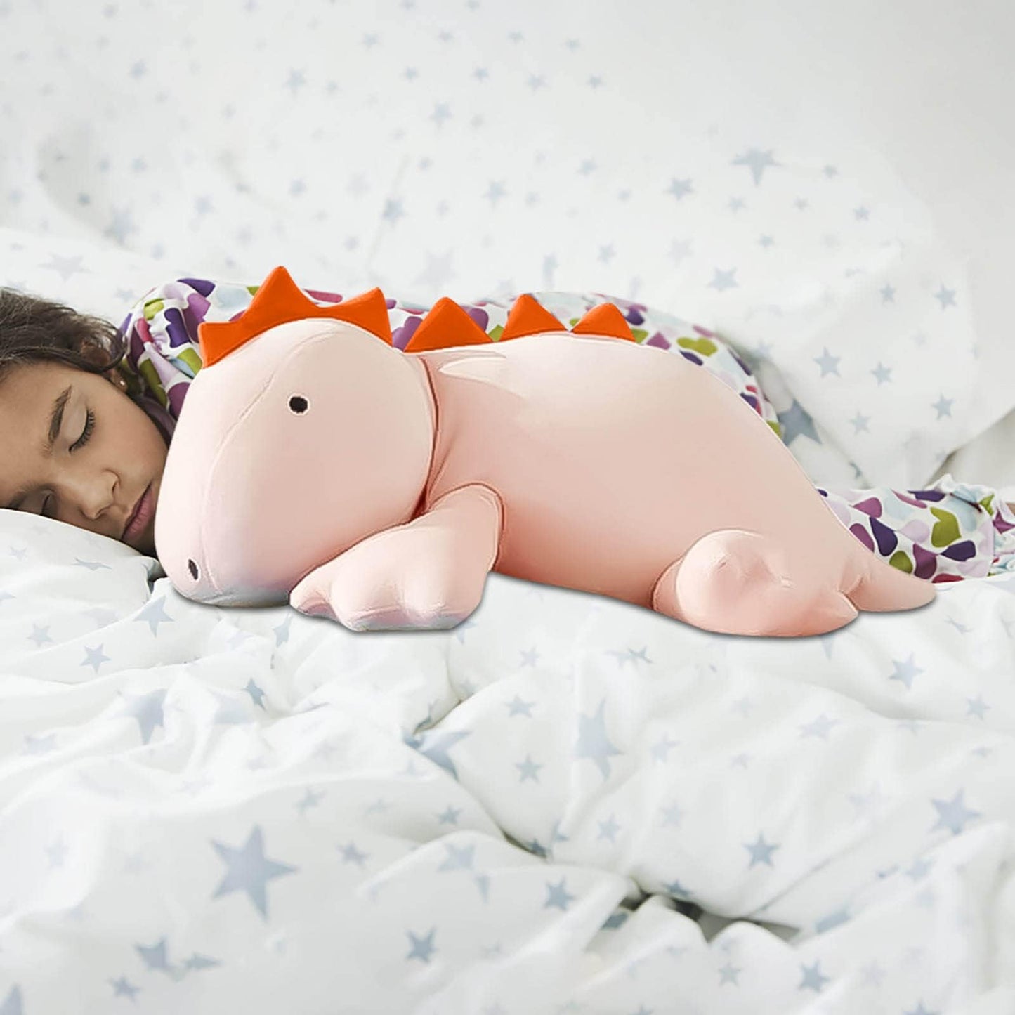 OSOCU 1.4 LB Weighted Stegosaurus Plush – 16-Inch Pink Dino Pillow for Cozy Snuggles