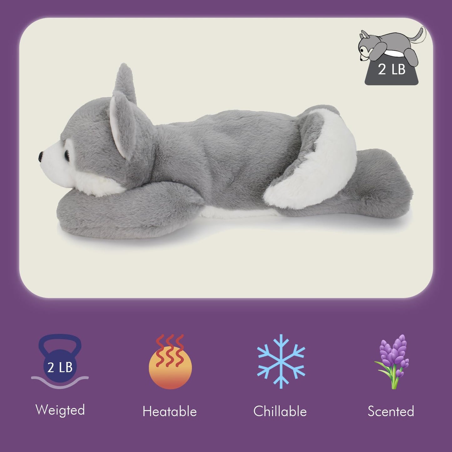 OSOCU Weighted Husky Plush Heating Pad with Lavender & Tourmaline