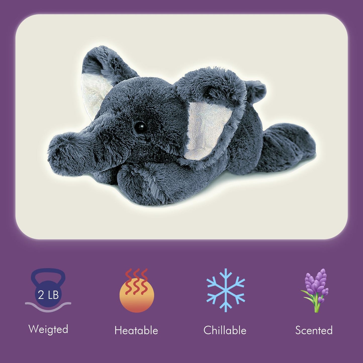 OSOCU Microwaveable Weighted Grey Elephant – Lavender & Tourmaline Heating Pad