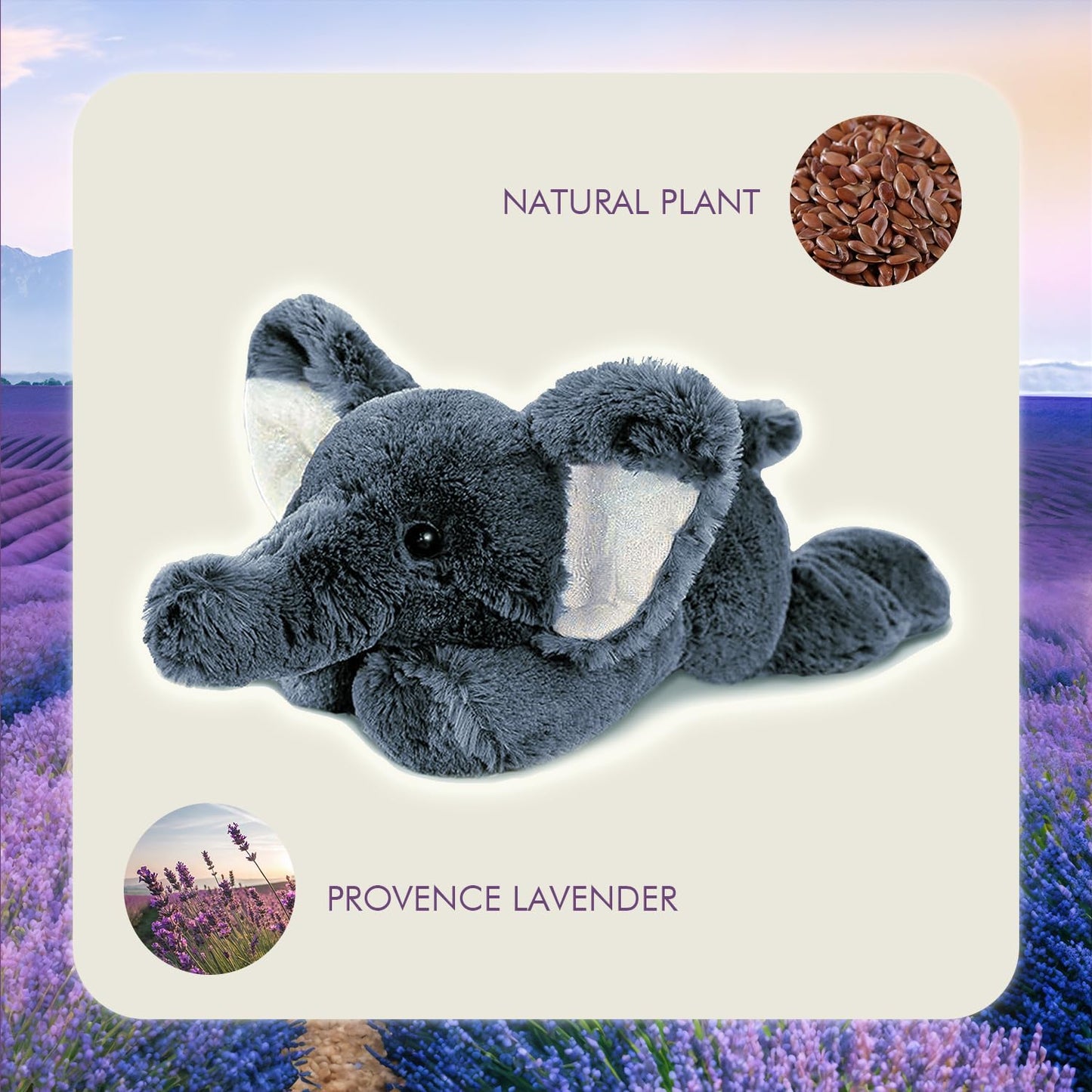 OSOCU Microwaveable Weighted Grey Elephant – Lavender & Tourmaline Heating Pad