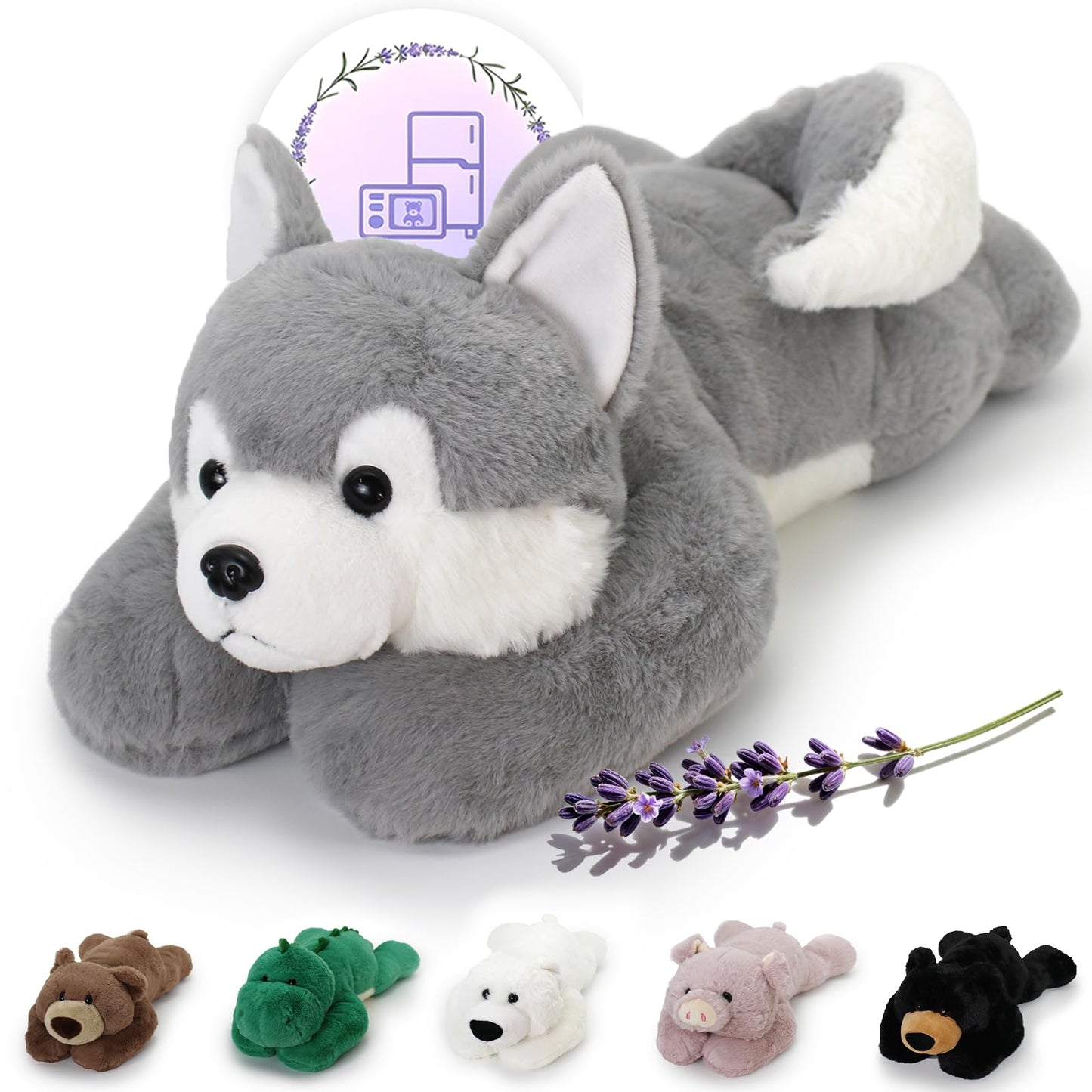 OSOCU Weighted Husky Plush Heating Pad with Lavender & Tourmaline