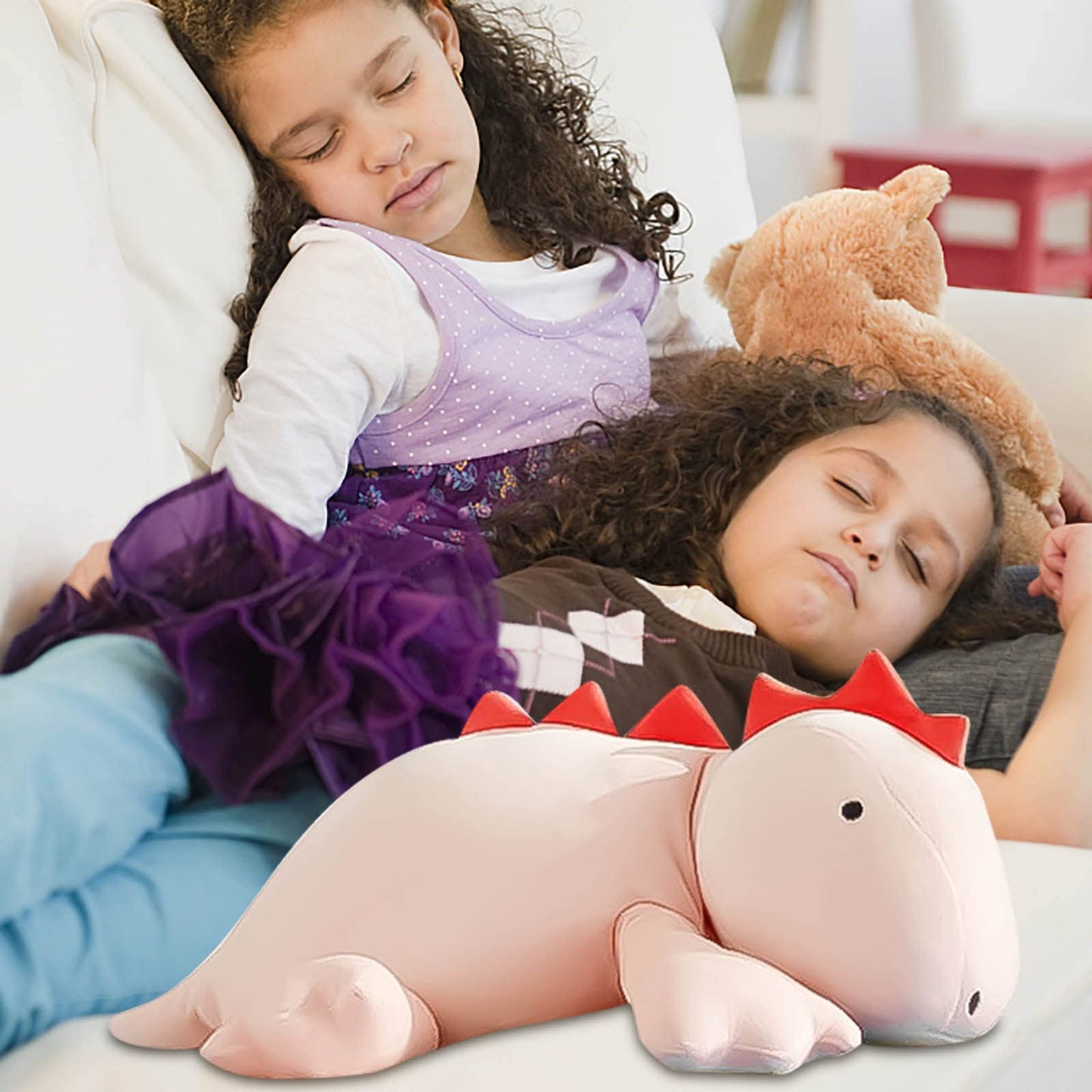 OSOCU 1.4 LB Weighted Stegosaurus Plush – 16-Inch Pink Dino Pillow for Cozy Snuggles