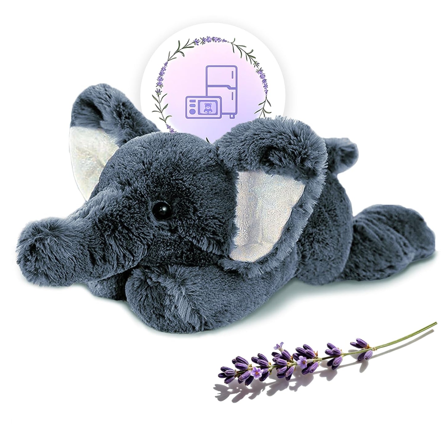 OSOCU Microwaveable Weighted Grey Elephant – Lavender & Tourmaline Heating Pad