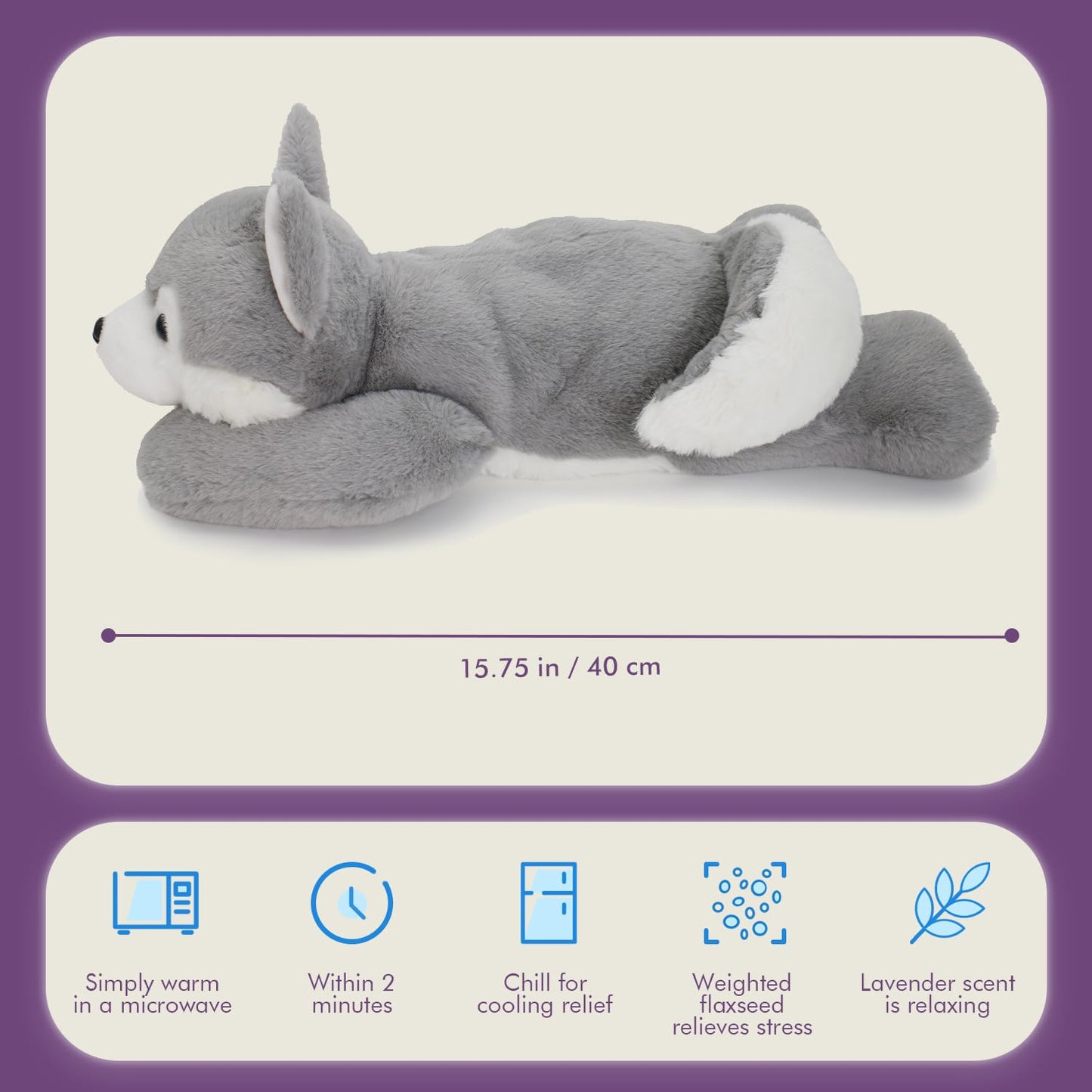 OSOCU Weighted Husky Plush Heating Pad with Lavender & Tourmaline