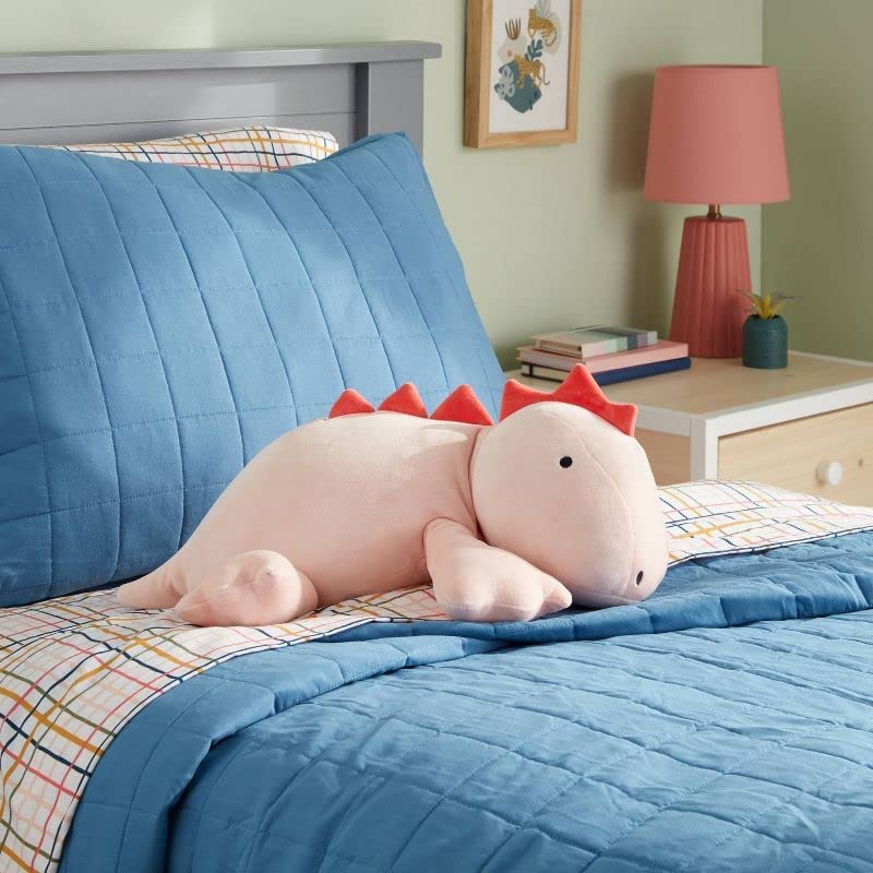 OSOCU 1.4 LB Weighted Stegosaurus Plush – 16-Inch Pink Dino Pillow for Cozy Snuggles