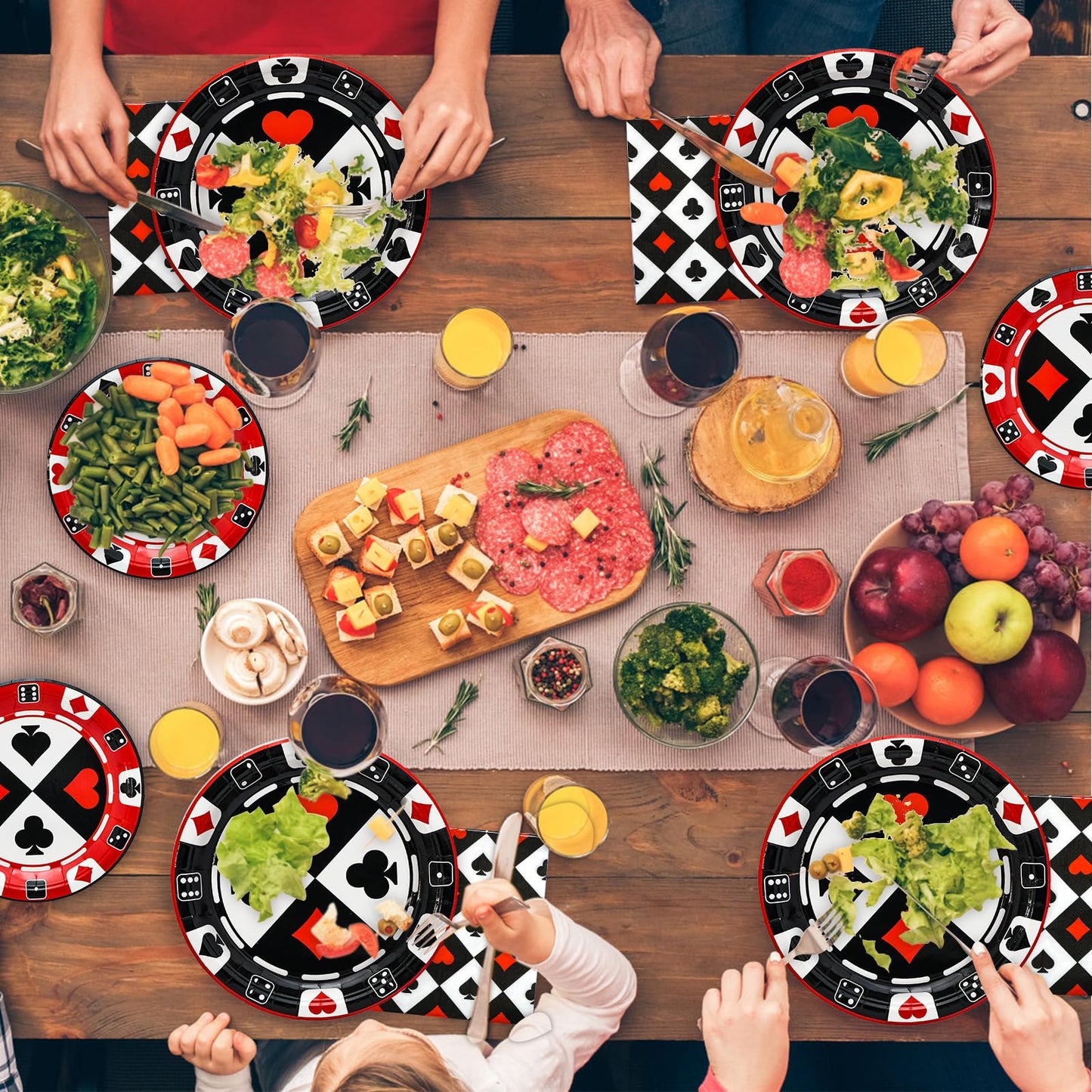 Osonm 180PCS Casino Party Supplies – Plates, Napkins & More for Poker Night