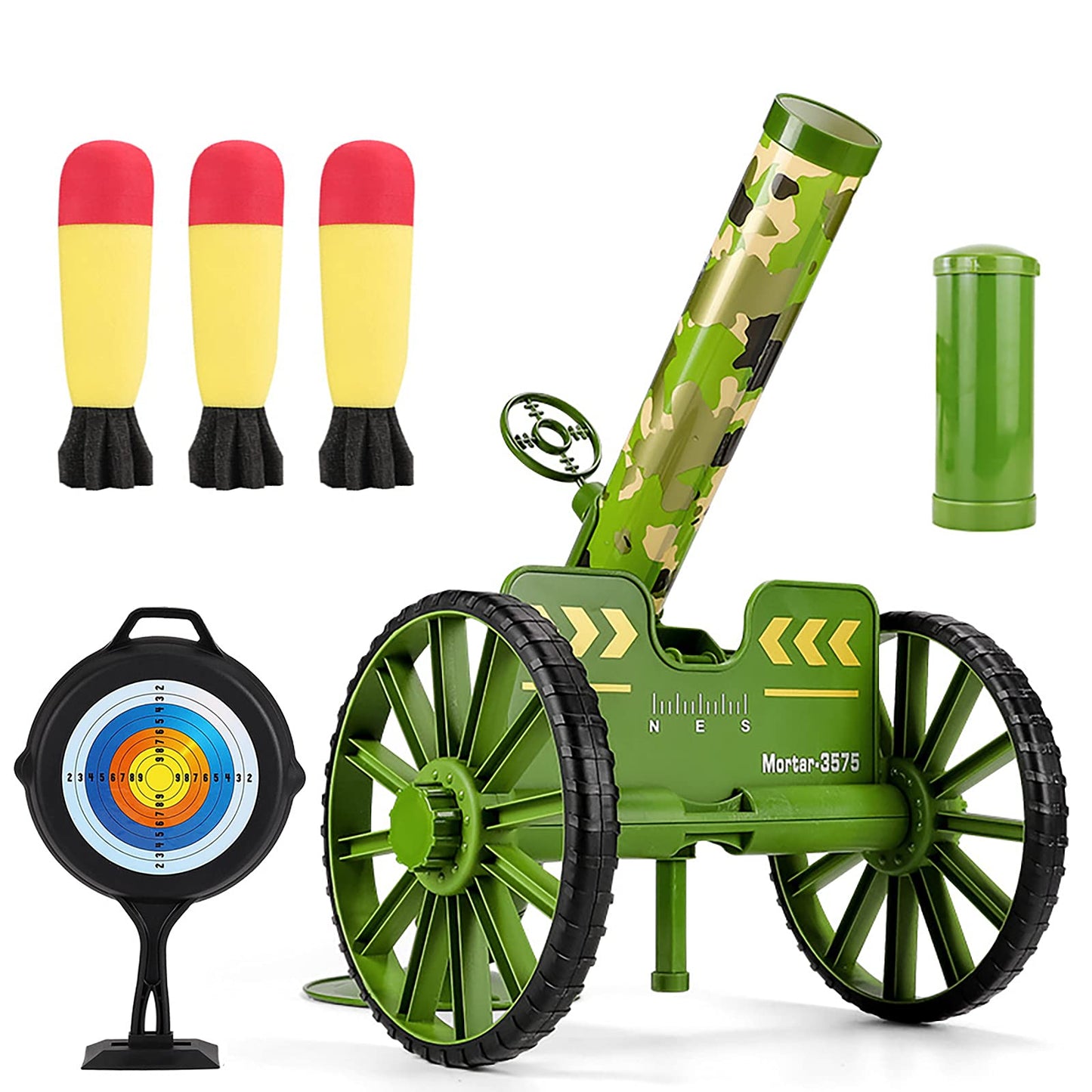 OSQI Mortar Launcher Set – Green, 3 LED Foam Shells, 16 ft Range
