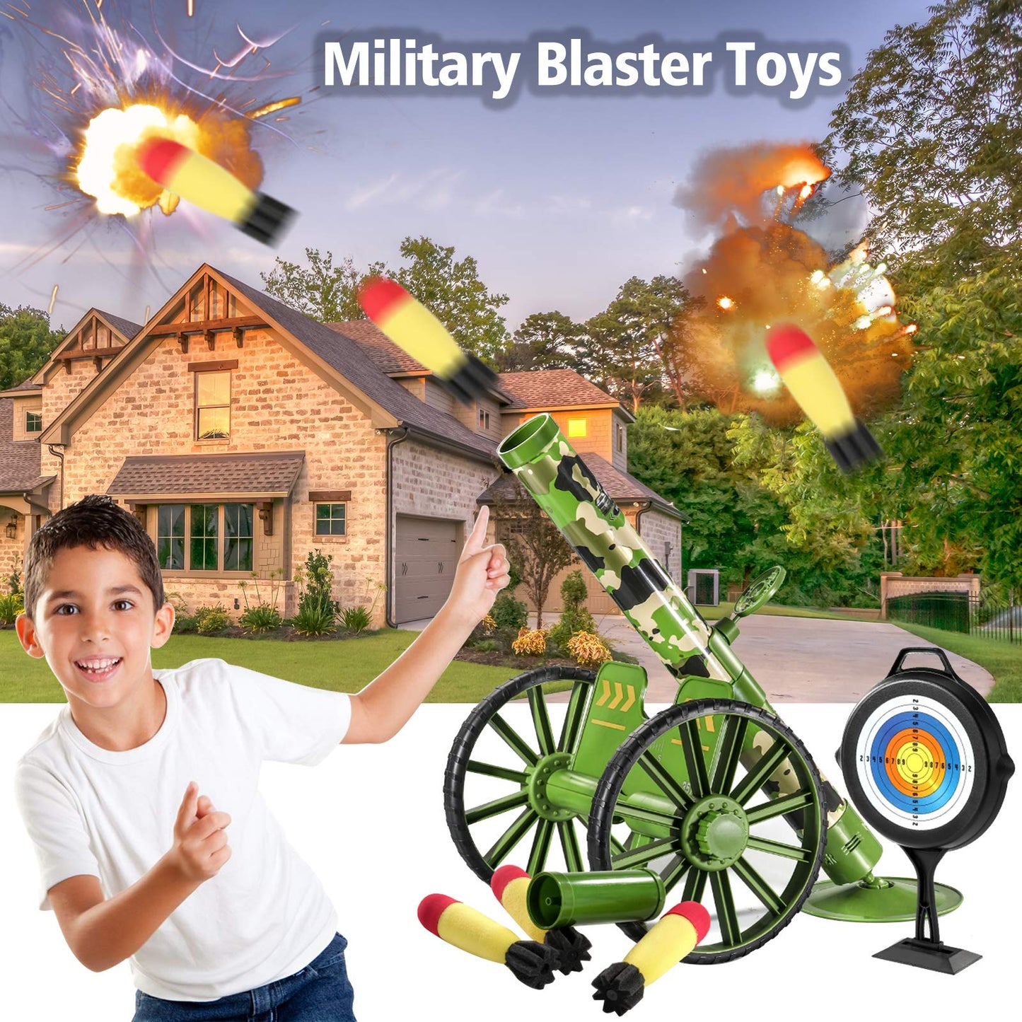 OSQI Mortar Launcher Set – Green, 3 LED Foam Shells, 16 ft Range