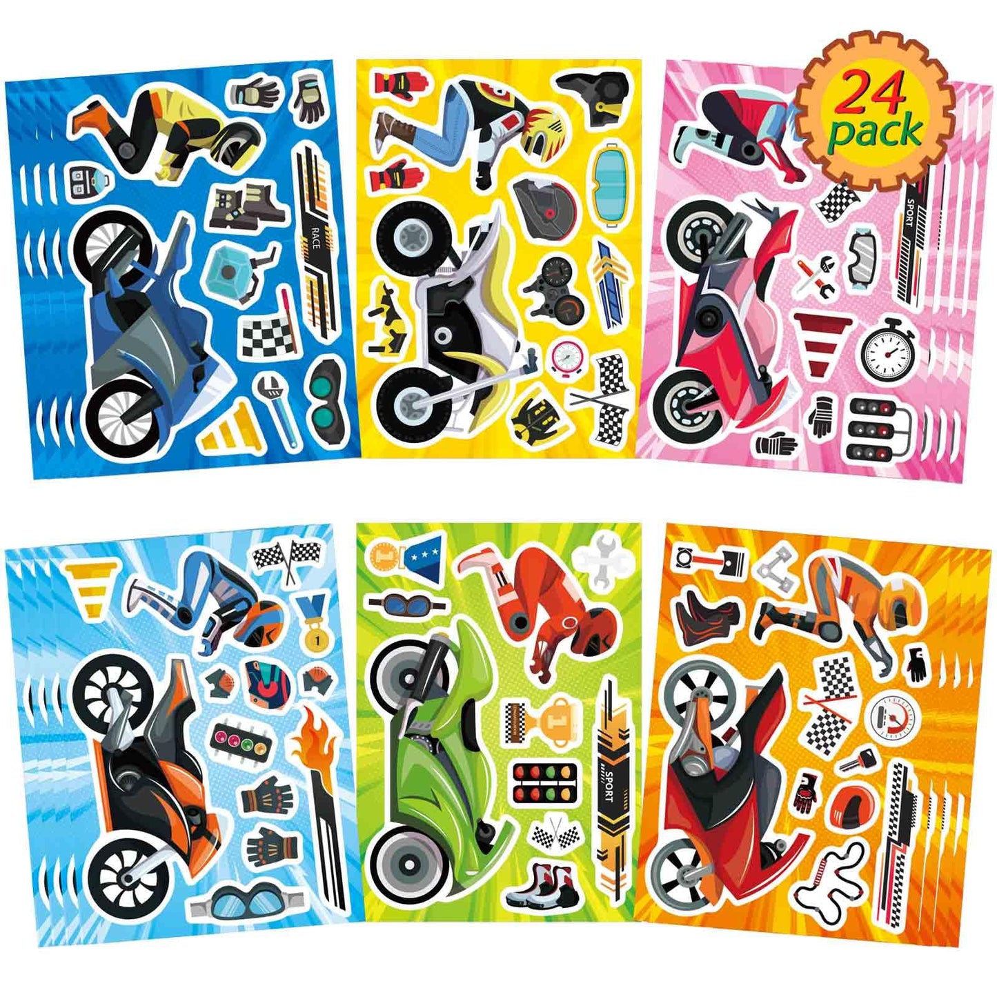 OTAITY 24 Sheets Motorcycle Stickers for Kids – Motocross Craft Set