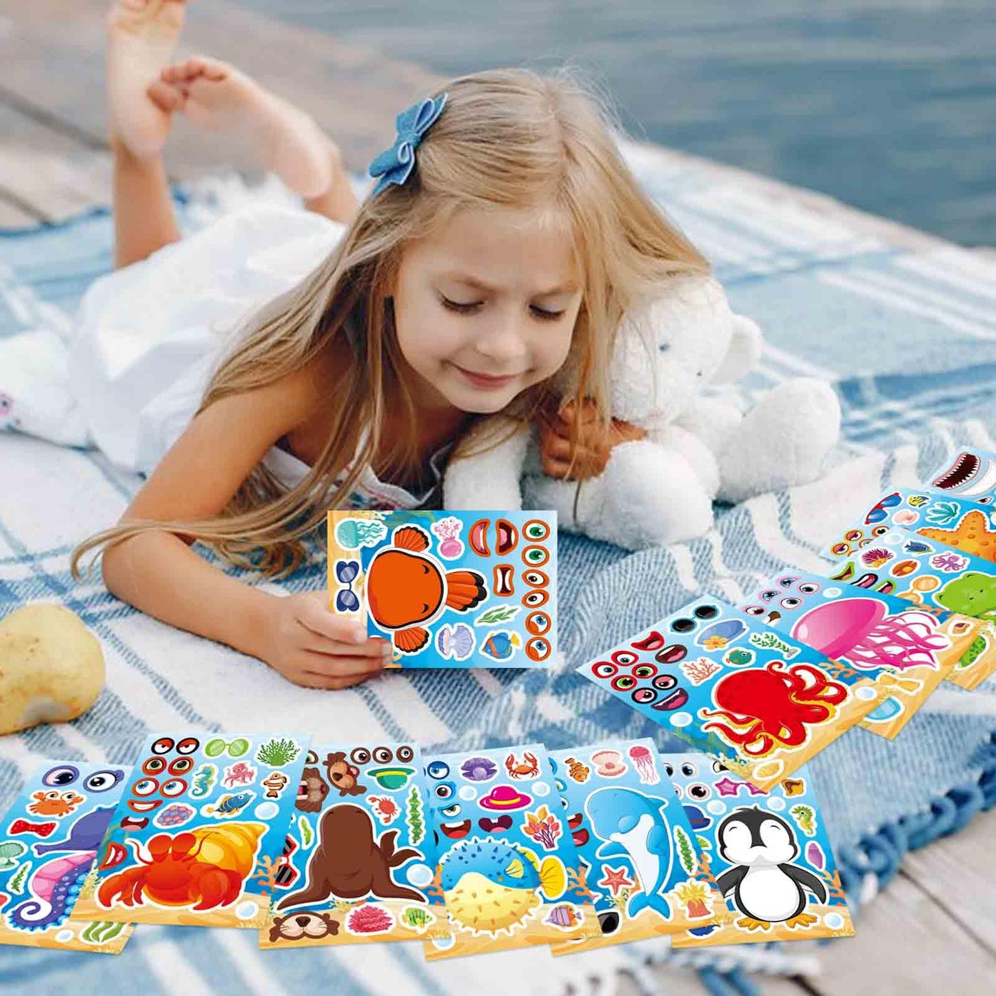 OTAITY 24 Sheets Ocean Animal Stickers for Kids – Make a Face Sticker & Sea Life Crafts
