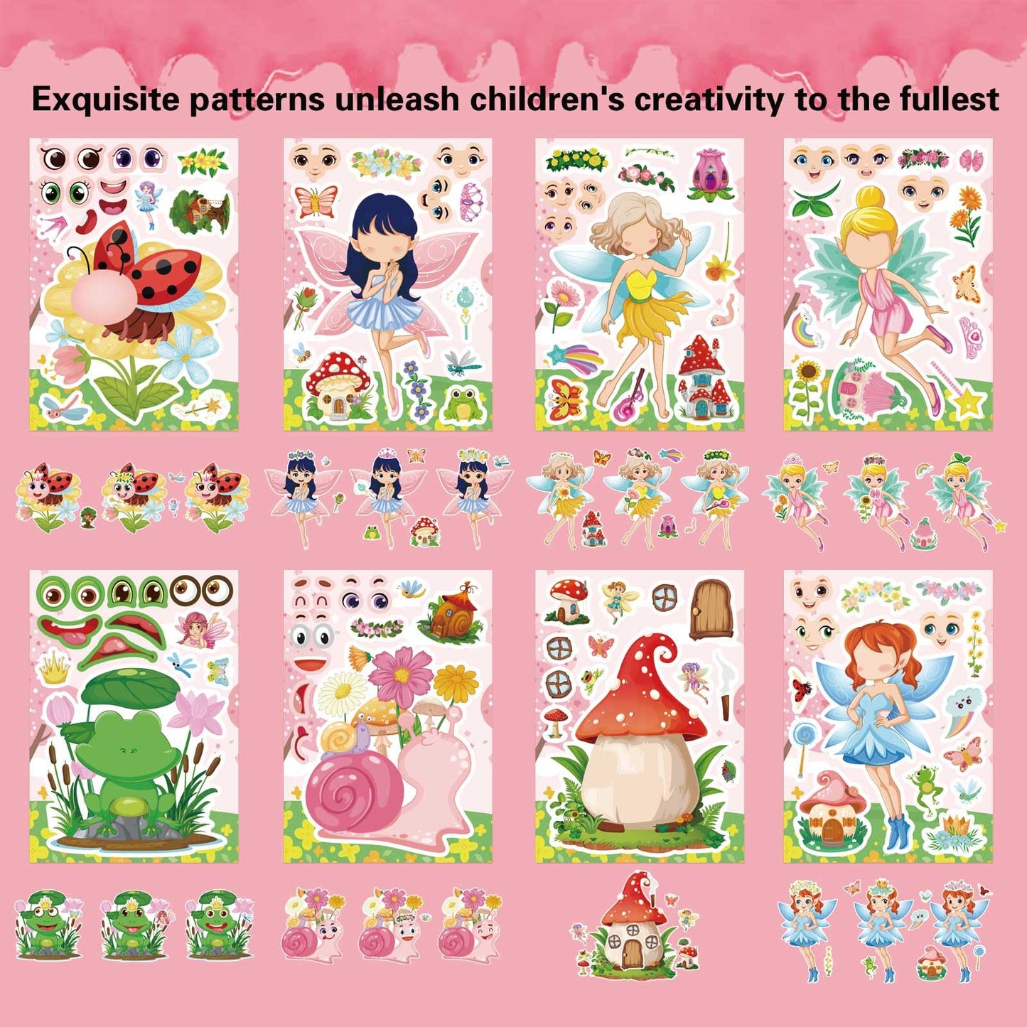 OTAITY 24 PCS Fairy Stickers for Kids – 8 Unique Designs for Party Favors & DIY Crafts