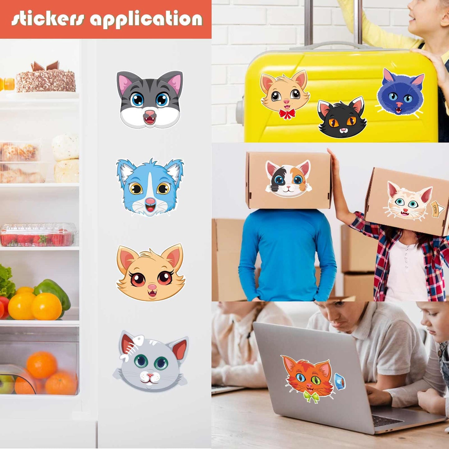OTAITY 36 Sheets Cat Make-a-Face Stickers – 12 Designs for Kids Crafts & Party Favors