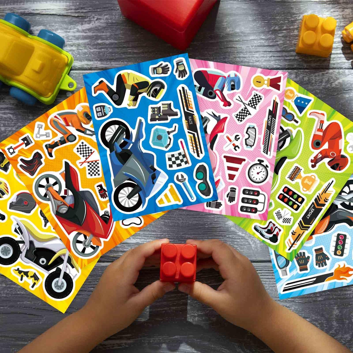 OTAITY 24 Sheets Motorcycle Stickers for Kids – Motocross Craft Set