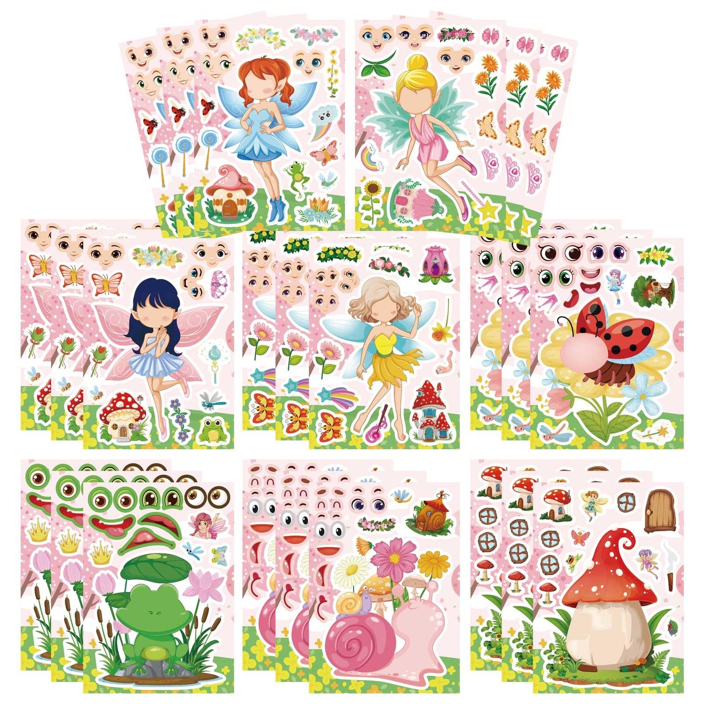 OTAITY 24 PCS Fairy Stickers for Kids – 8 Unique Designs for Party Favors & DIY Crafts