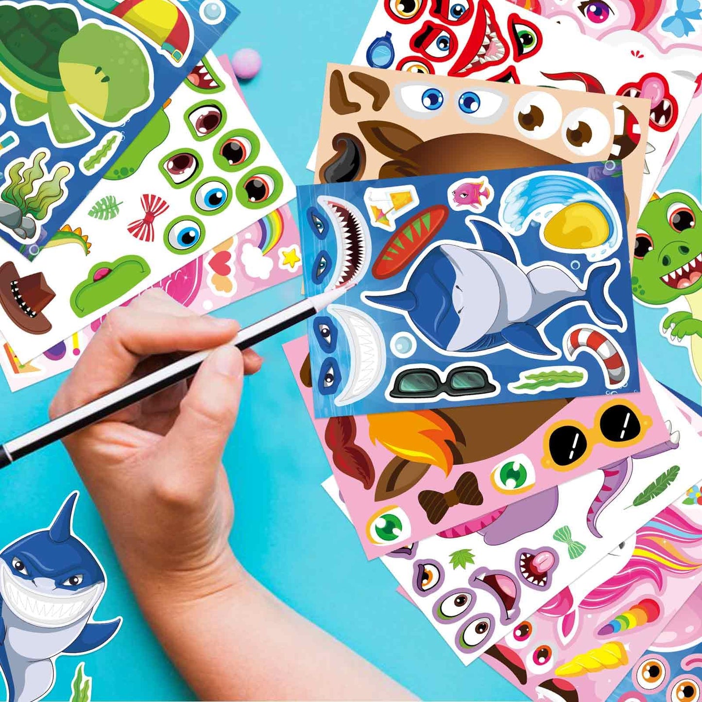 OTAITY 24 Sheets Make a Face Stickers for Kids – Sea Animals, Horses, Dinosaurs, Unicorns