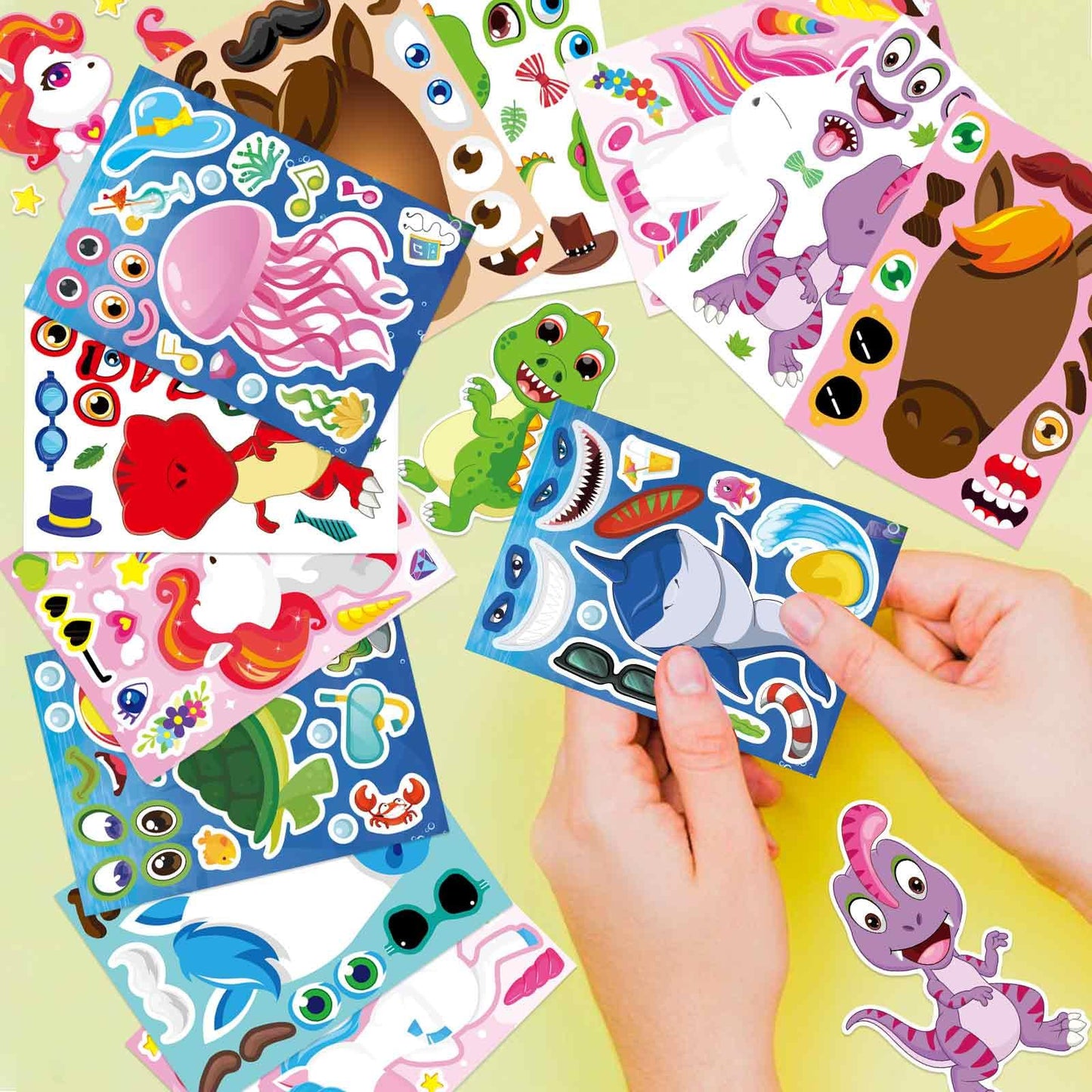 OTAITY 24 Sheets Make a Face Stickers for Kids – Sea Animals, Horses, Dinosaurs, Unicorns