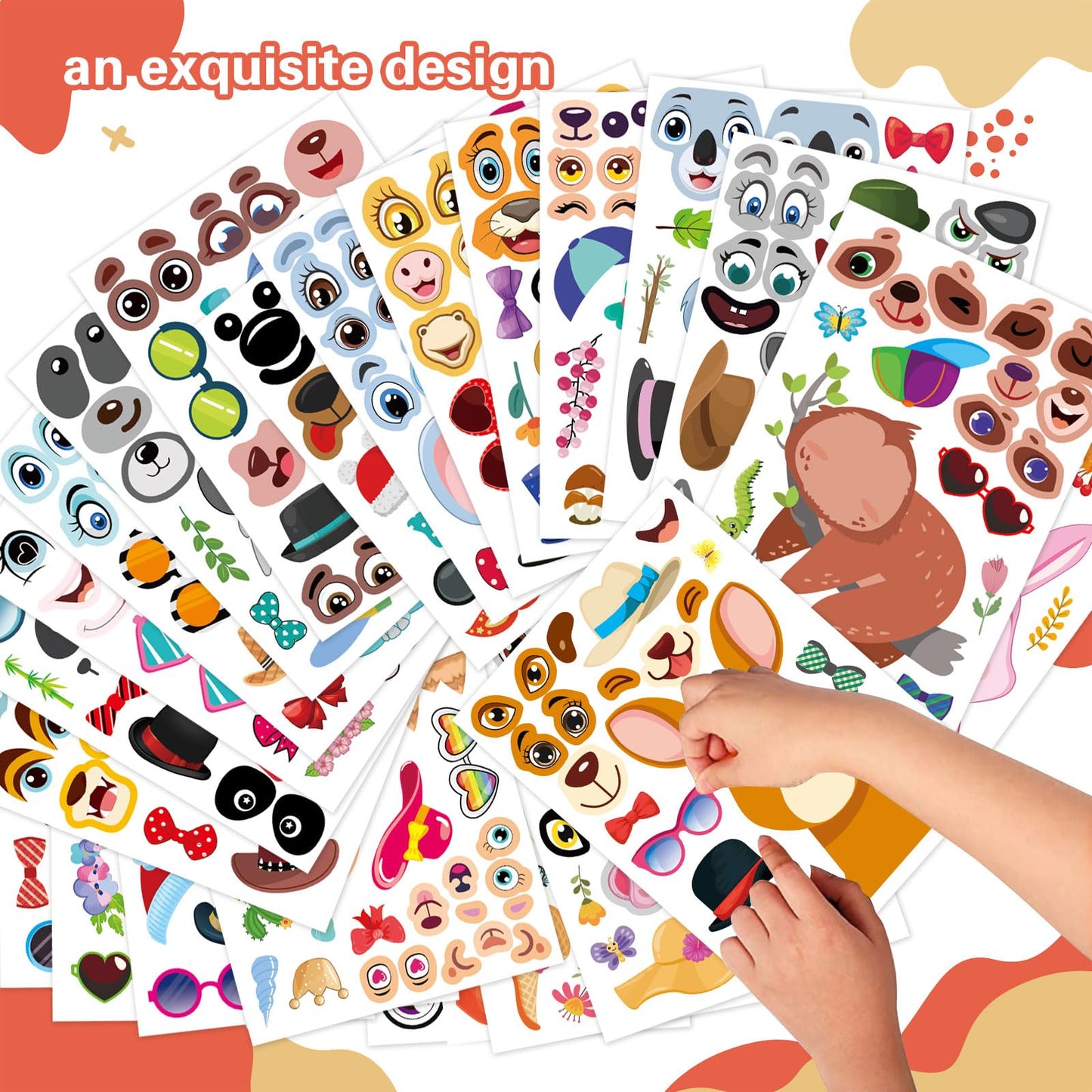 OTAITY 48 PCS Make-a-Face Sticker Sheets – Animal Mix & Match Kids Craft Kit