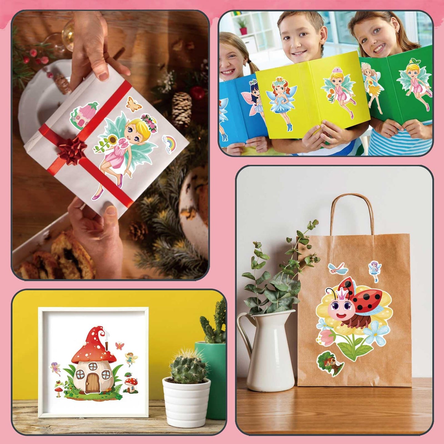 OTAITY 24 PCS Fairy Stickers for Kids – 8 Unique Designs for Party Favors & DIY Crafts